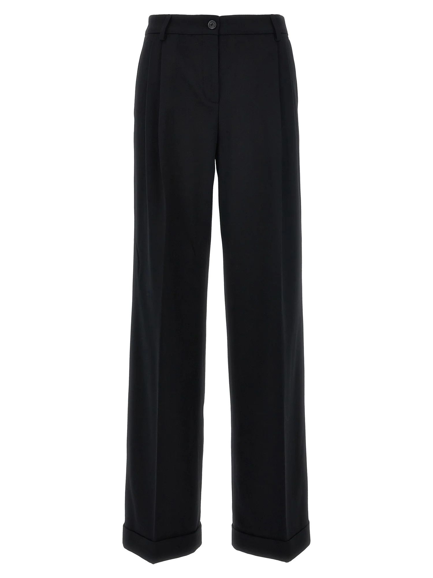 Pinko o1s22i1n0824 Twill Wide Leg Trousers in Black Size 26" / US 2 / IT 38 - 1 Thumbnail