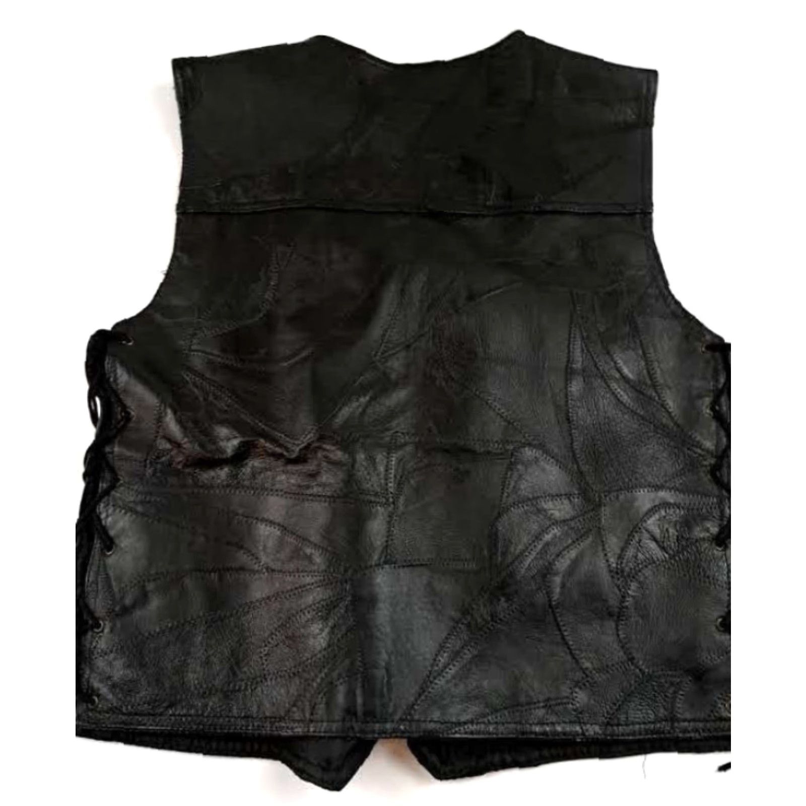 Vintage VINTAGE Canyon Creek Black Leather Vest - Side Laces, Full Brass Snap Button, 26in Long, Men's Medium, Motorcycle Biker Style, Pockets, Fall Size US M / EU 48-50 / 2 - 5 Thumbnail