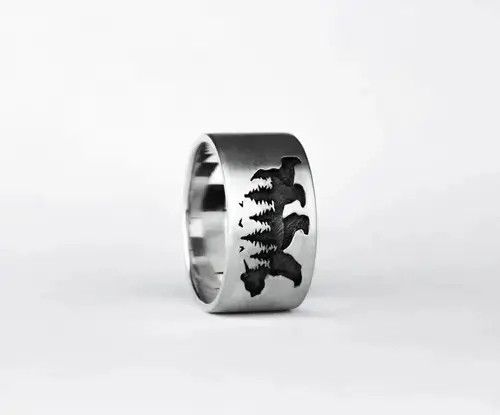 Ring Of Fire Simple Black Bear Forest Ring Size 7 8 9 10 Size ONE SIZE - 2 Thumbnail