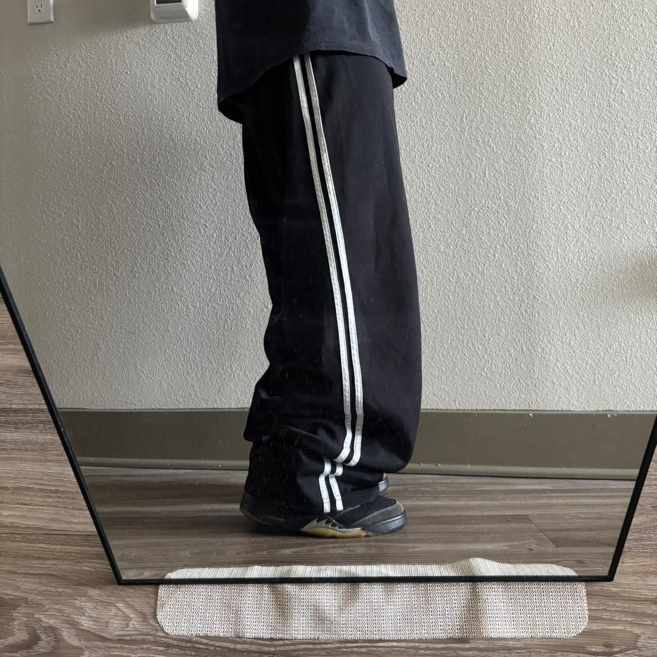 Crazy Vintage Y2K/2000s Baggy Black White Striped Track Pants! Fits L