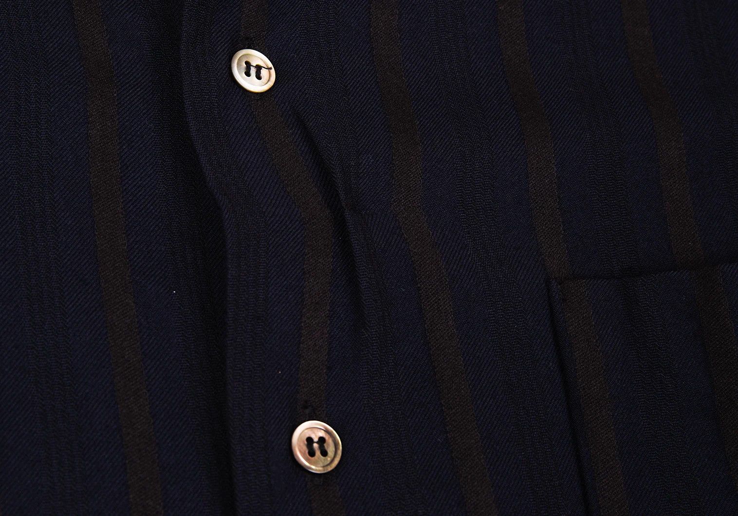 Yohji Yamamoto Yohji Yamamoto Wool Rayon Stripe Shirt Navy Brown M Size US M / EU 48-50 / 2 - 5 Thumbnail