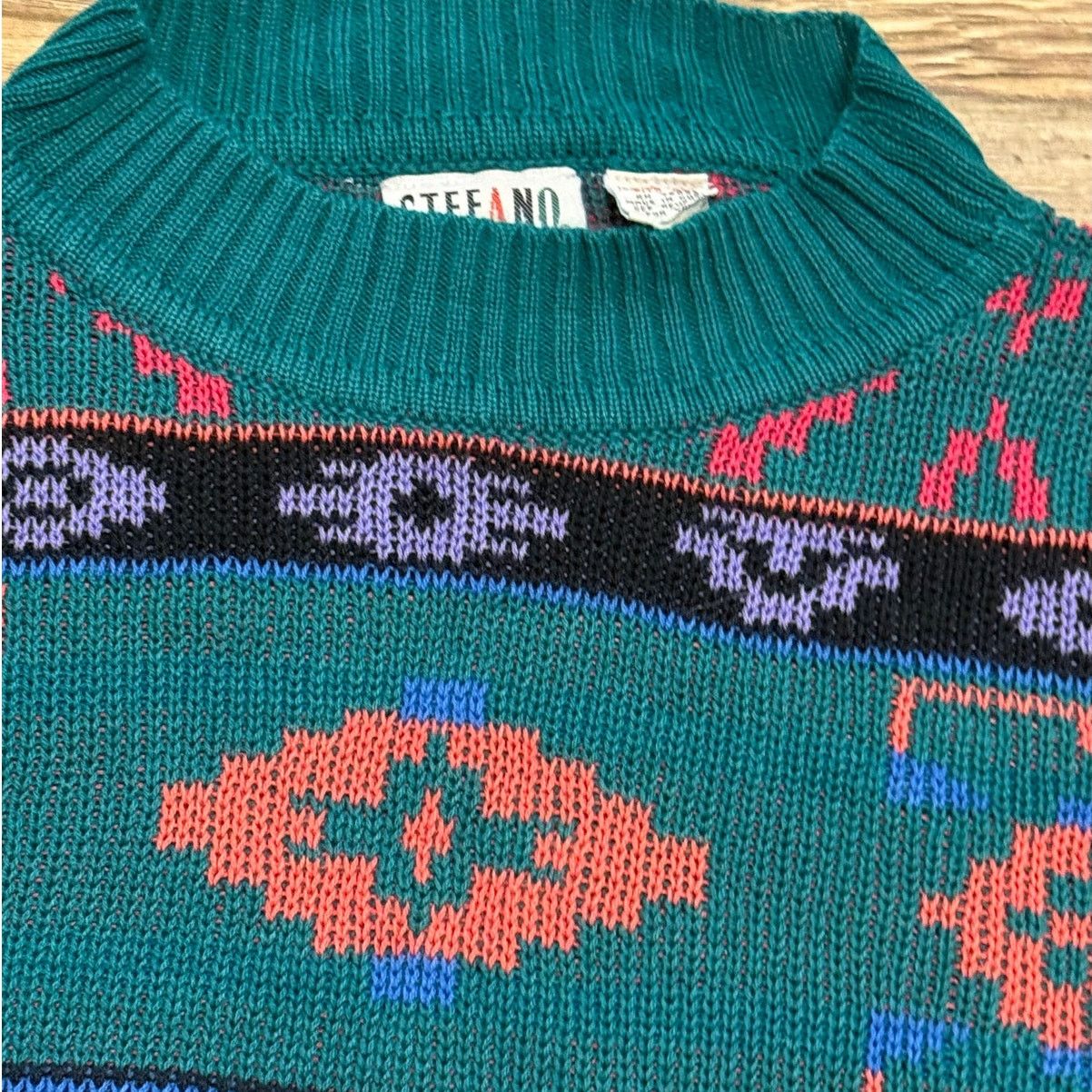 Vintage Vintage 80s Stefano Western Aztec Chunky Knit Sweater Size L / US 10 / IT 46 - 4 Thumbnail