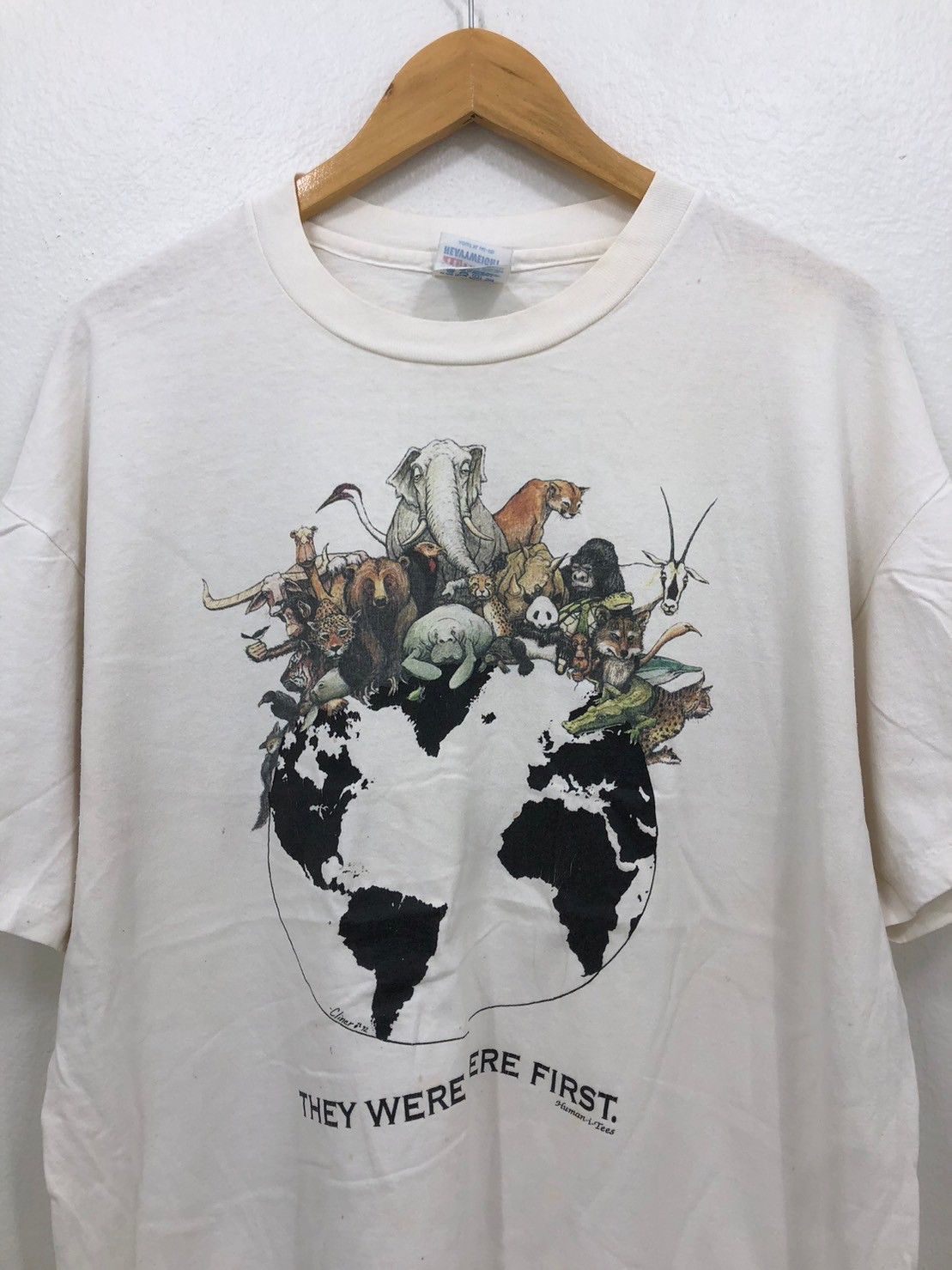Vintage Vintage 90's Earth Day They Were Here First Animals wts01 Size US XL / EU 56 / 4 - 1 Thumbnail