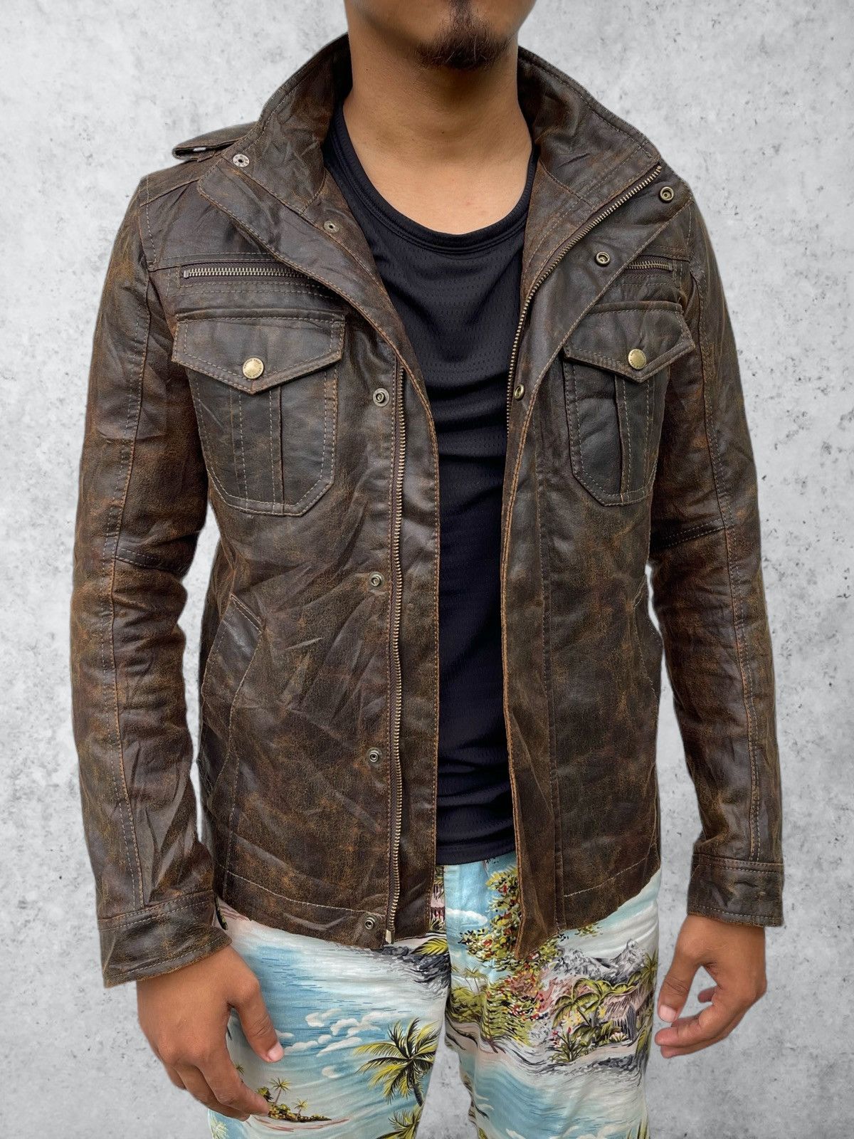 14th Addiction × Japanese Brand × KMRii 🔥Vintage Rattle Trap Synthetic Leather Raiders Wax Jacket Size US M / EU 48-50 / 2 - 2 Thumbnail