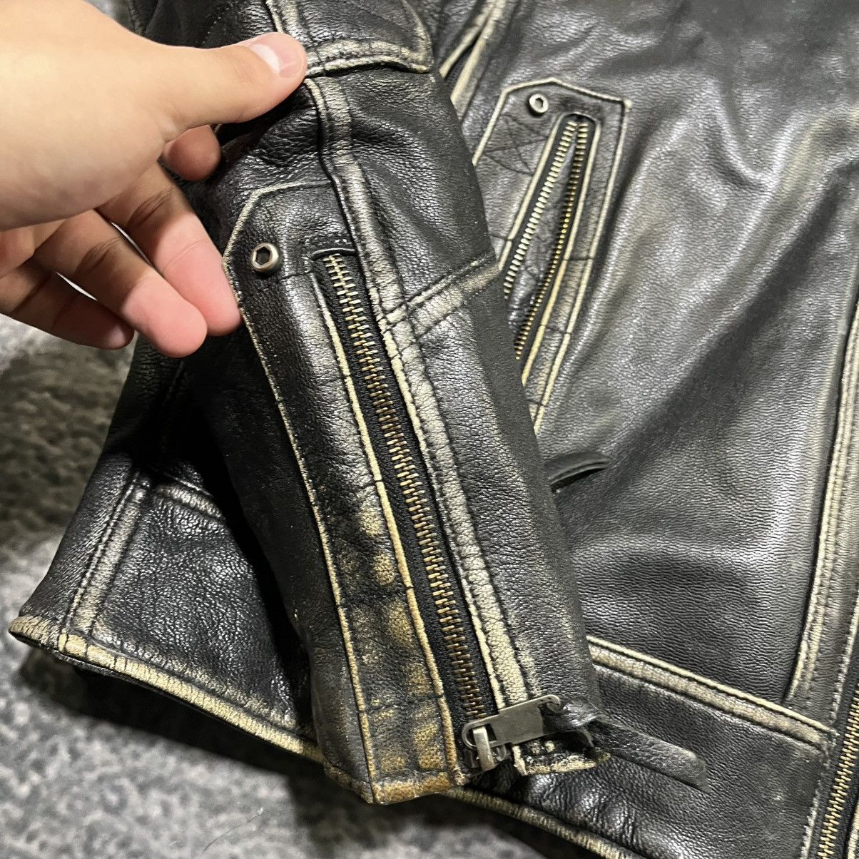 Harley Davidson VINTAGE HARLEY DAVIDSON TIFTON BIKER GRUNGE LEATHER JACKET Size US L / EU 52-54 / 3 - 7 Thumbnail