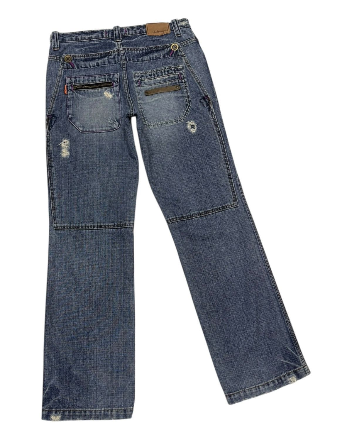 Hysteric Glamour × Le Grande Bleu (L.G.B.) × Tornado Mart Vintage Japanese Rare Pocket Double Cube Sugar Distress Jean Size US 31 - 6 Thumbnail