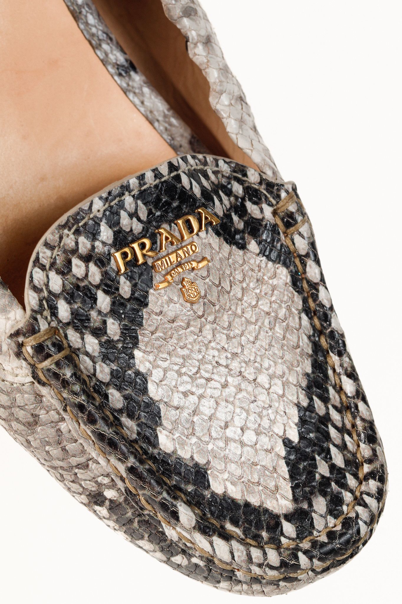 Prada Prada Reptile Embossed Driving-Style Leather Loafer Size US 9 / IT 39 - 8 Thumbnail