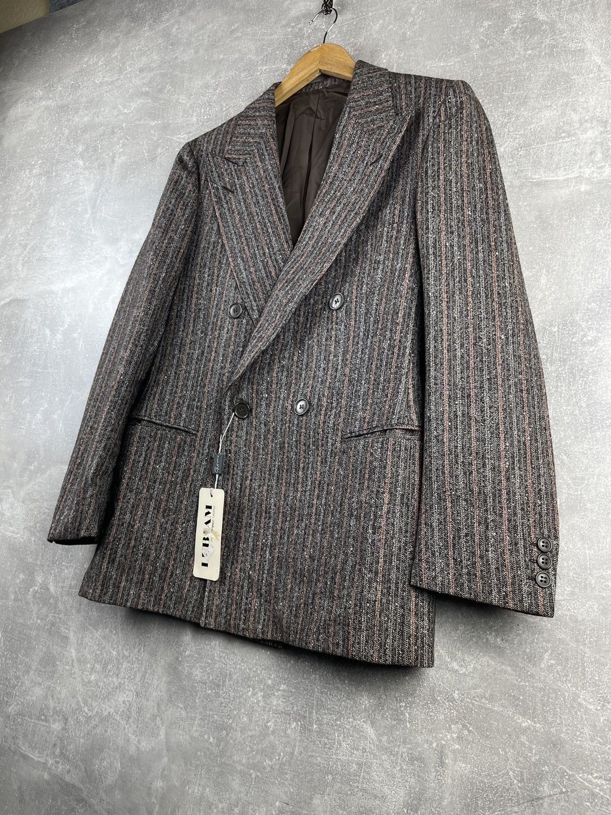 Lubiam Lubiam Luxury Old Money Wool Stripped Doublebreasted Suit Size 48L - 3 Thumbnail