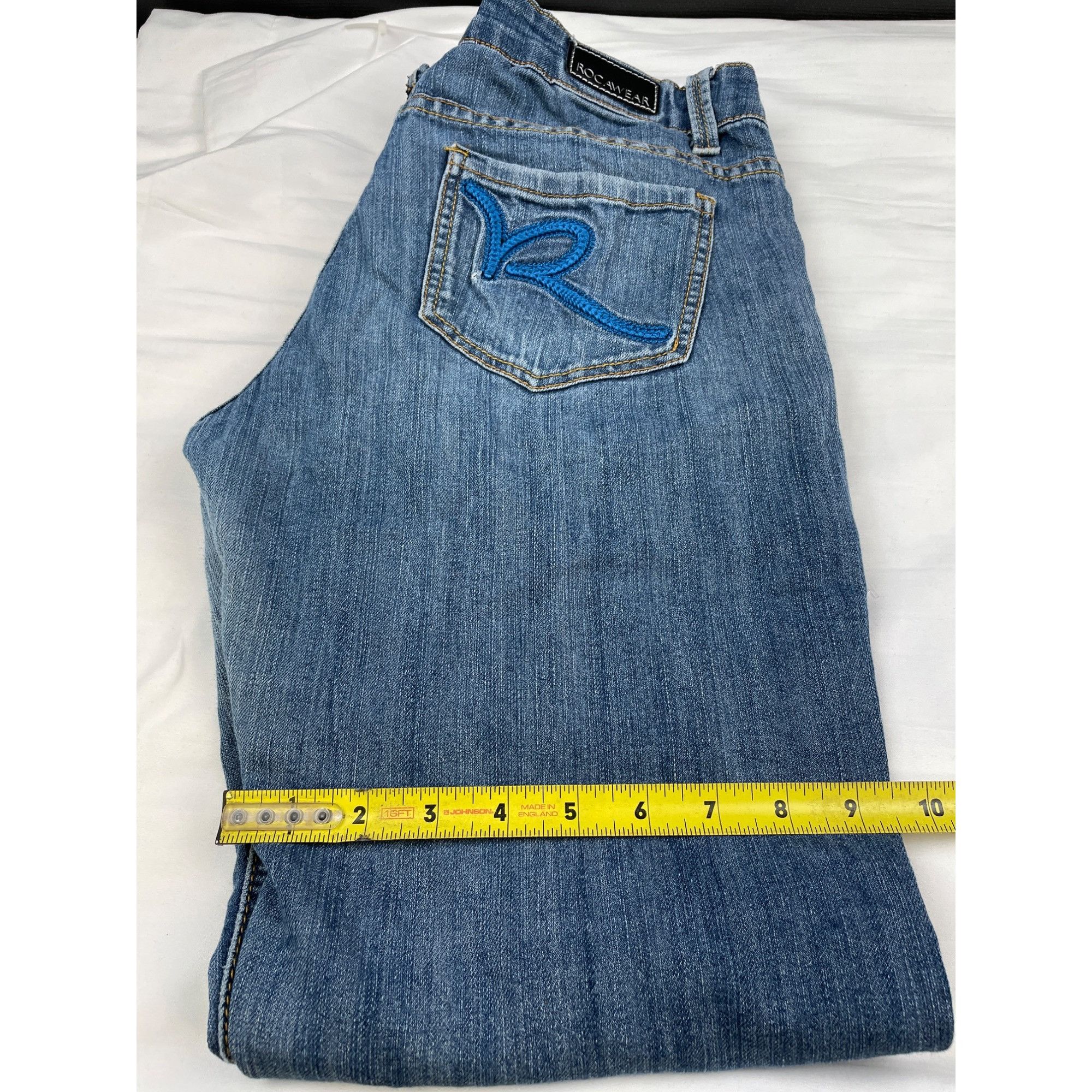 Rocawear Rocawear Women's Blue Straight/Stretch Jeans Embroidered po Size 27" / US 4 / IT 40 - 6 Thumbnail