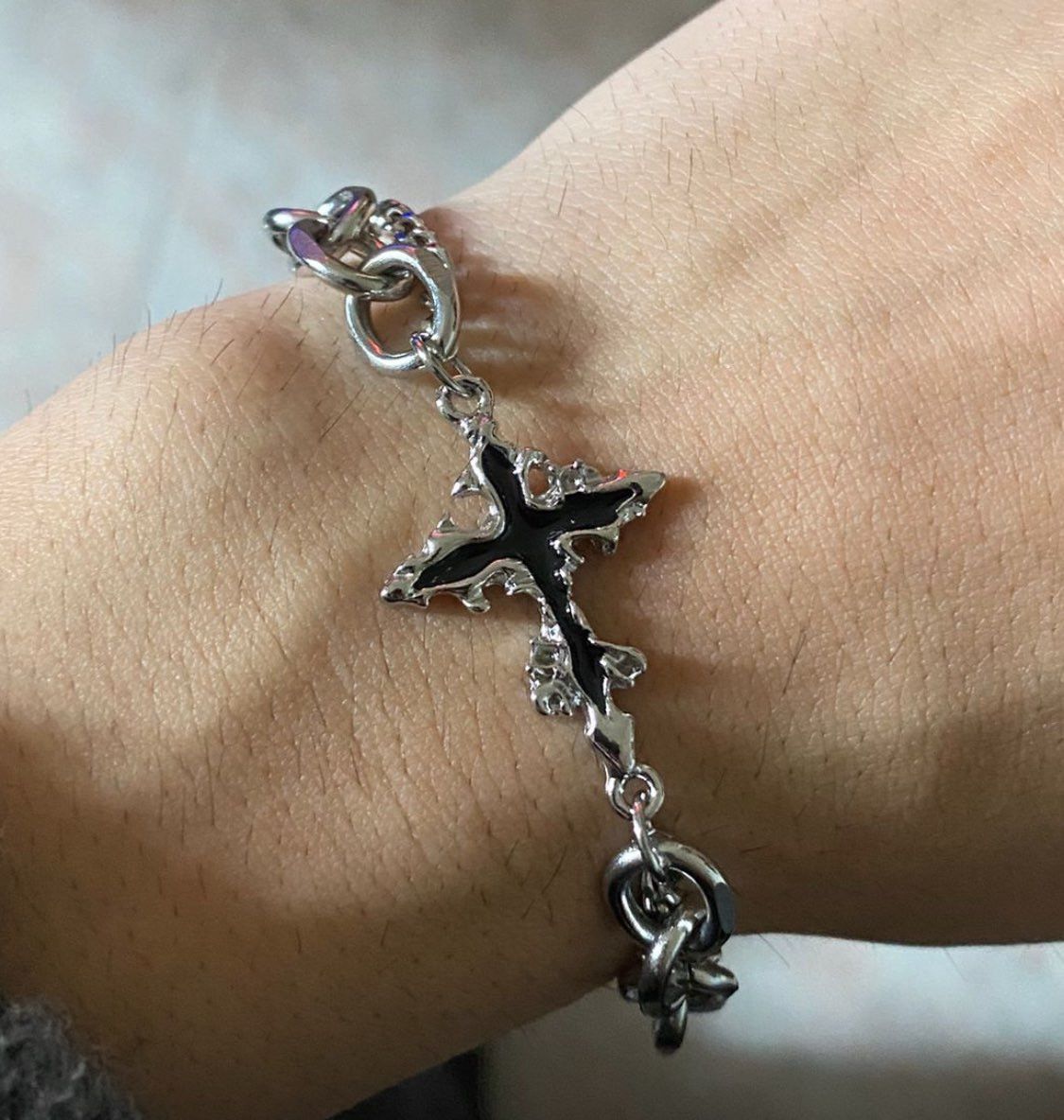 Vintage Retro Flame Cross Bracelet Size ONE SIZE - 1 Thumbnail