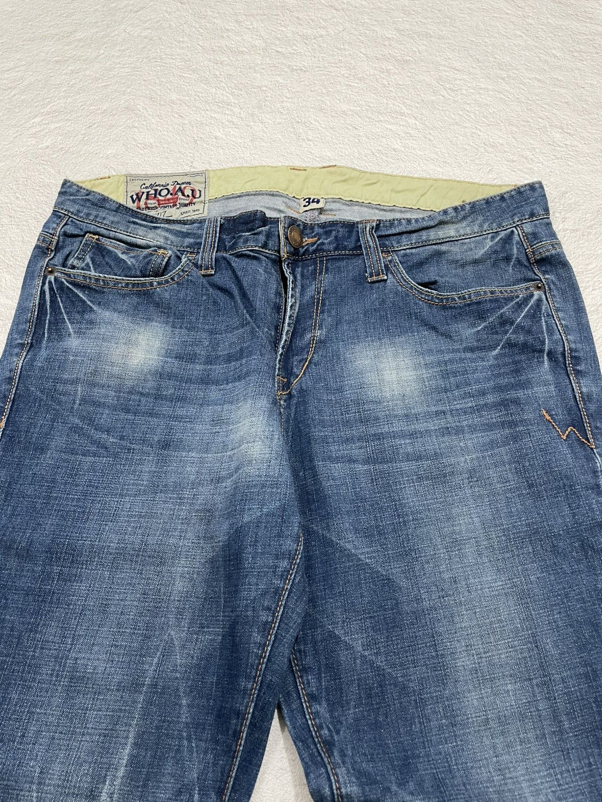 Japanese Brand 2000s WHO.A.U Japan Denim Faded Lightning Jeans Y2k Size US 34 / EU 50 - 4 Thumbnail