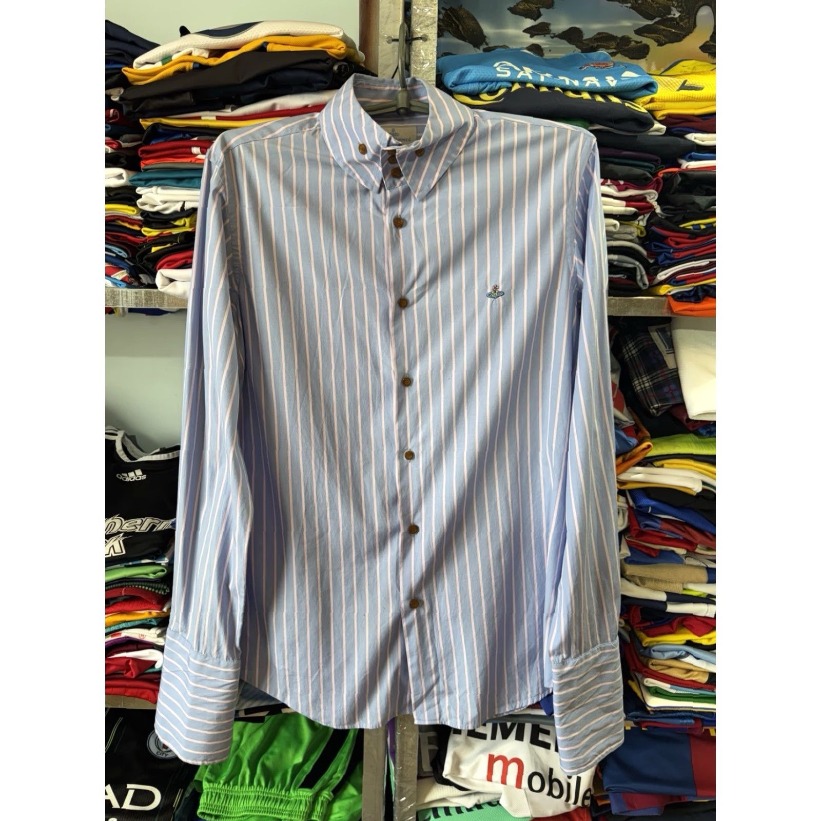 Vivienne Westwood VIVIENNE WESTWOOD MAN Shirt / Striped Slim Fit Blue Pink Long Sleeve Size S EU 46 III / 46 / small Mens Size US S / EU 44-46 / 1 - 3 Thumbnail