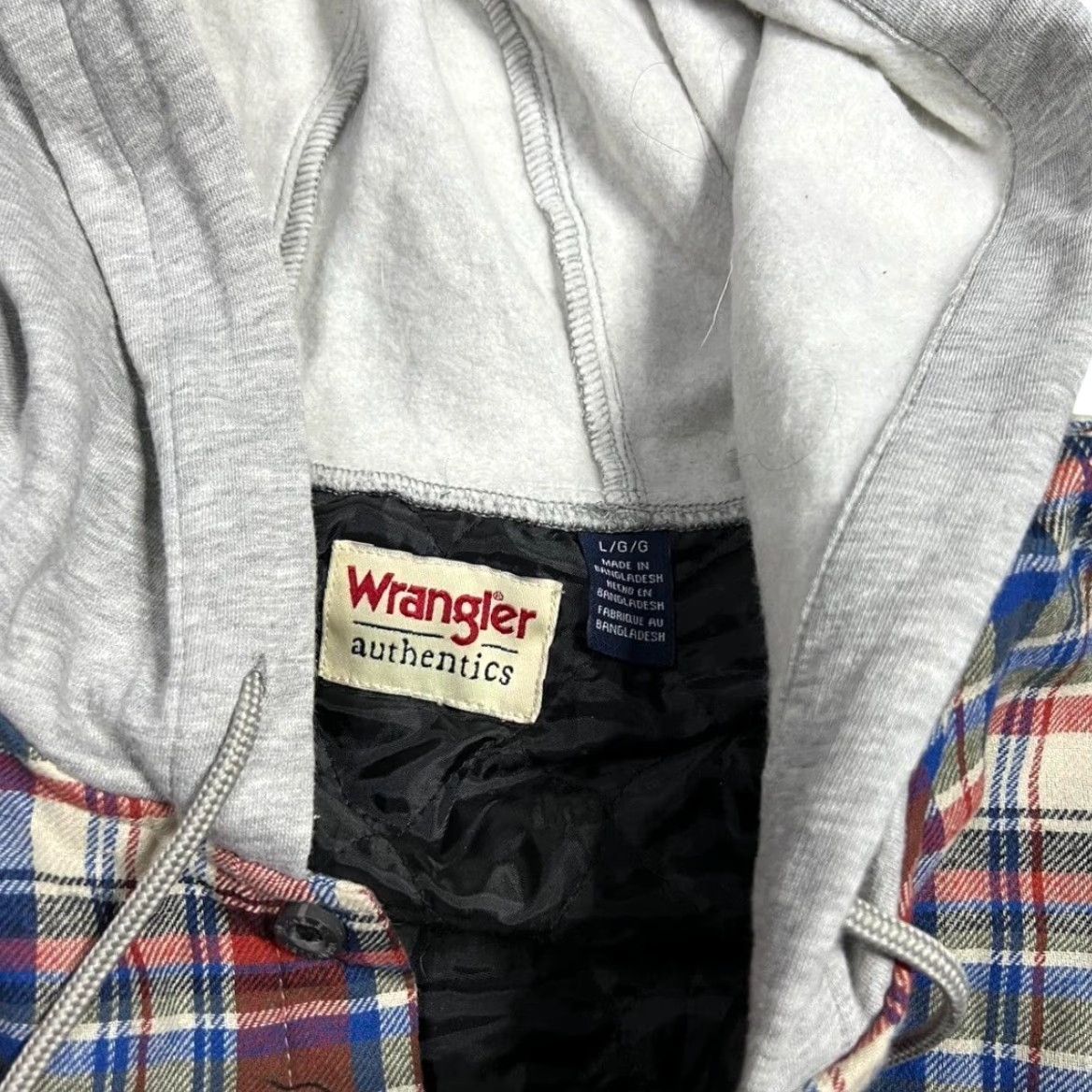 Wrangler VINTAGE Wrangler Hooded Flannel Shirt Jacket Mens Large Red ...