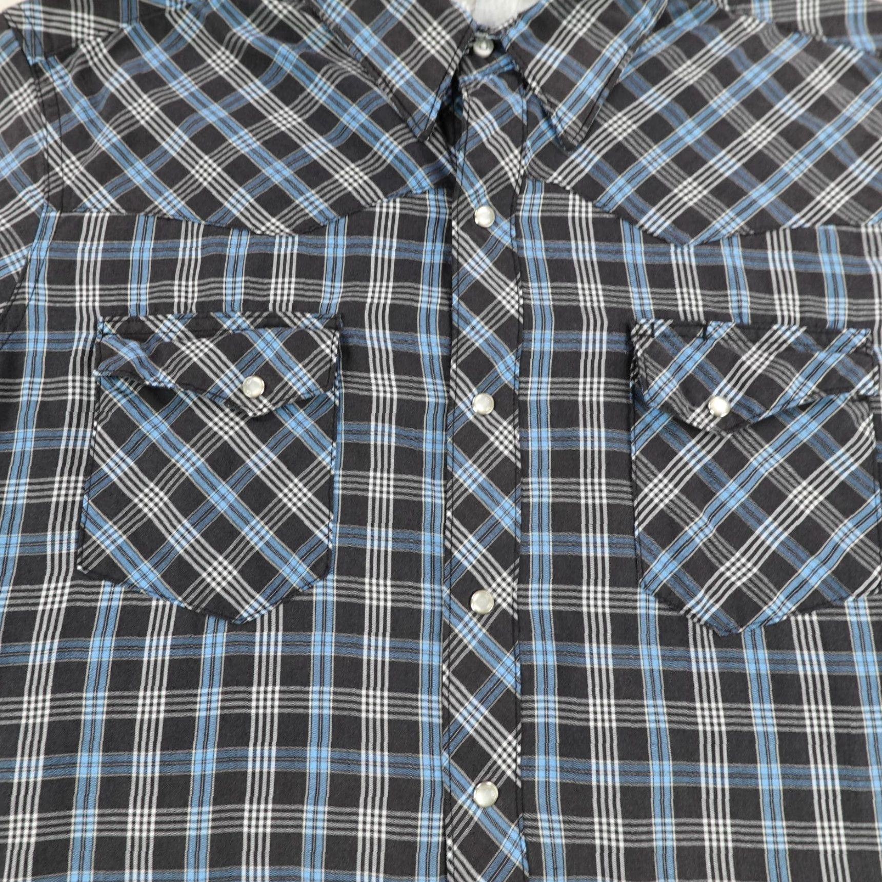 Wrangler VINTAGE Wrangler Shirt Mens XL Blue Plaid Western Pearl Snap Wrancher Slanted Pocket Size US XL / EU 56 / 4 - 3 Thumbnail