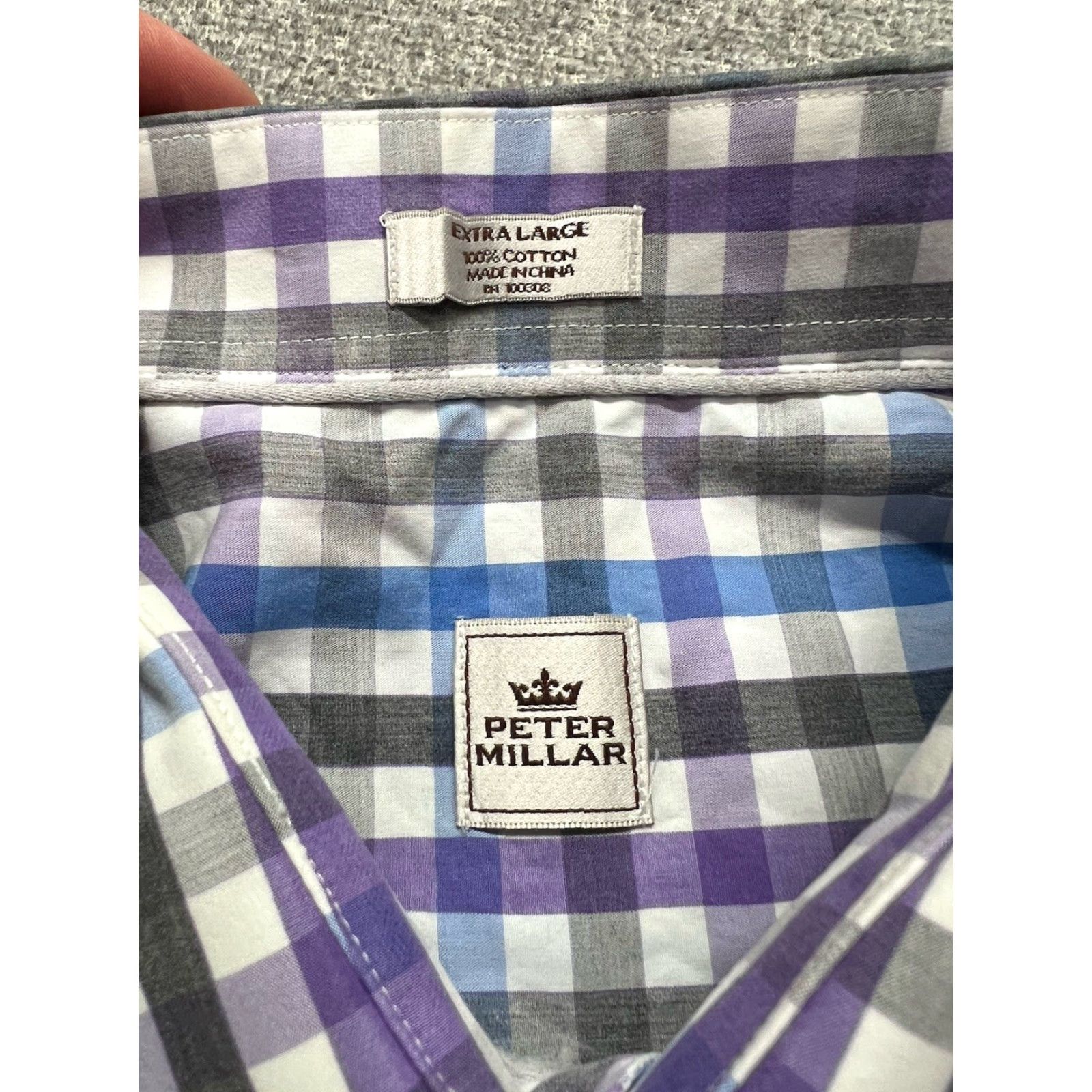 Peter Millar Peter Millar Button-Down Shirt Men's XL Blue Plaid Cotton Shirt Size US XL / EU 56 / 4 - 7 Thumbnail