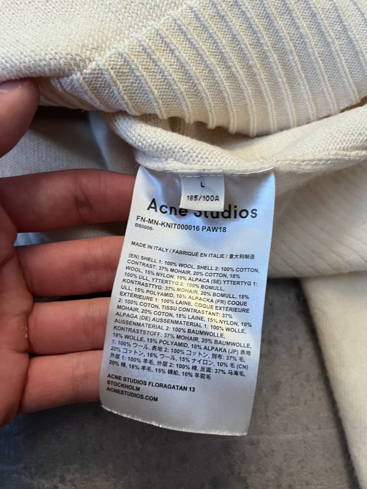 Acne Studios Acne Studios A/W 18 wool beige sweater Size US M / EU 48-50 / 2 - 9 Thumbnail