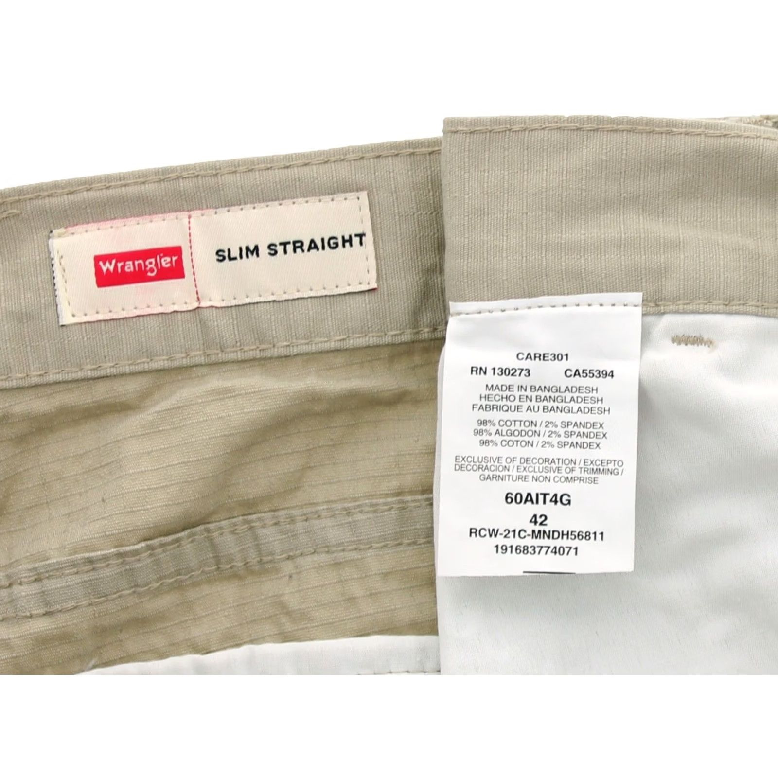 Wrangler Wrangler Cargo Shorts Slim Straight Rip-Stop 7-Pocket 9" Inseam Big & Tall Men Khaki Cargo Pocket Spring Summer Fall Mens Size US 42 / EU 58 - 4 Thumbnail