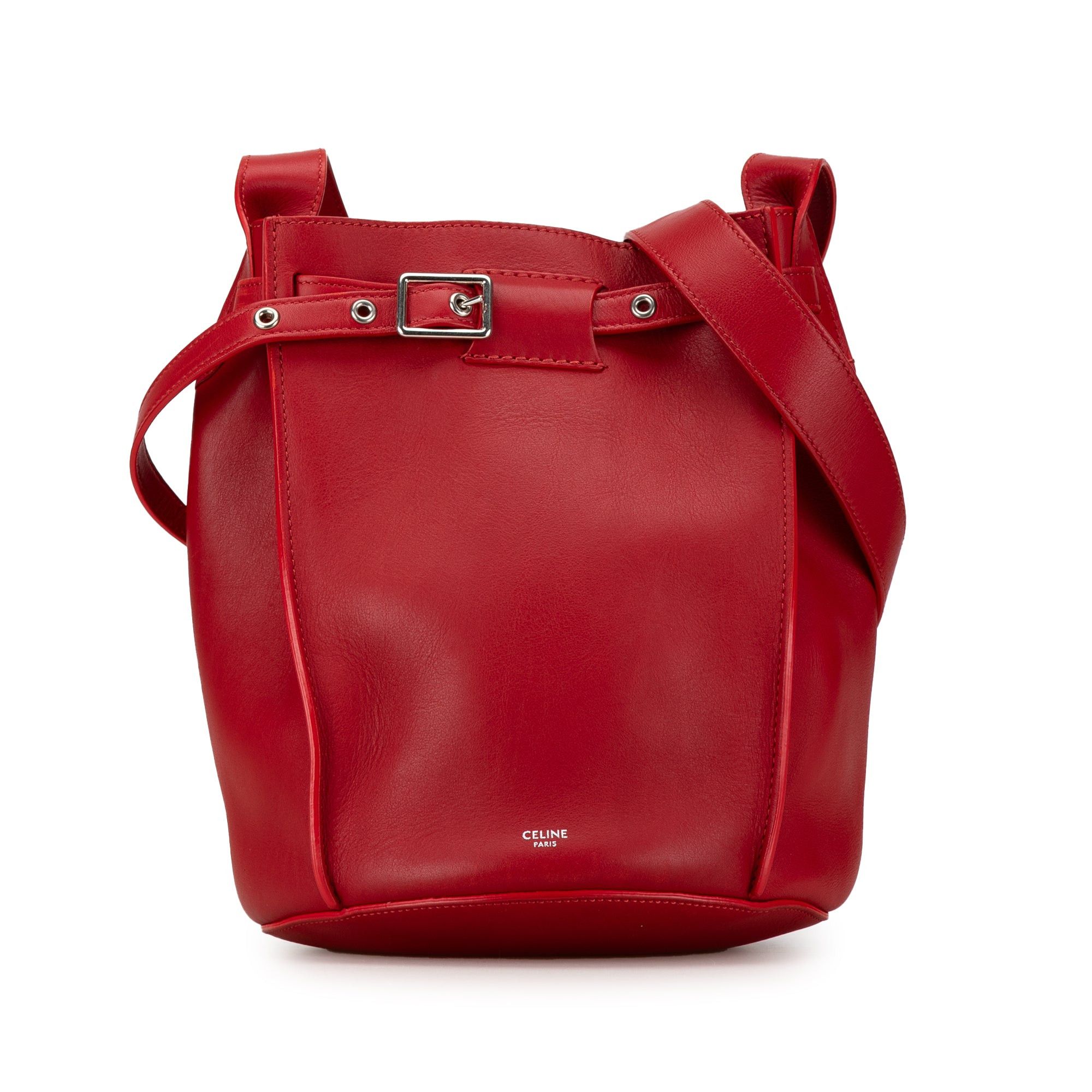 Celine Leather Big Bag Bucket Crossbody Red