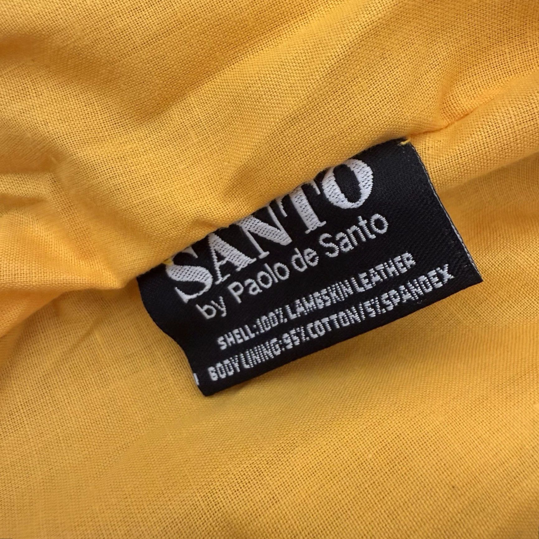 Vintage VINTAGE Santo by Paolo De Santo Yellow Lambskin Leather Moto Jacket XS Women Short Slim Biker, Motorcycle Fall Winter Spring Zip Leather Jacket Size XS / US 0-2 / IT 36-38 - 7 Thumbnail