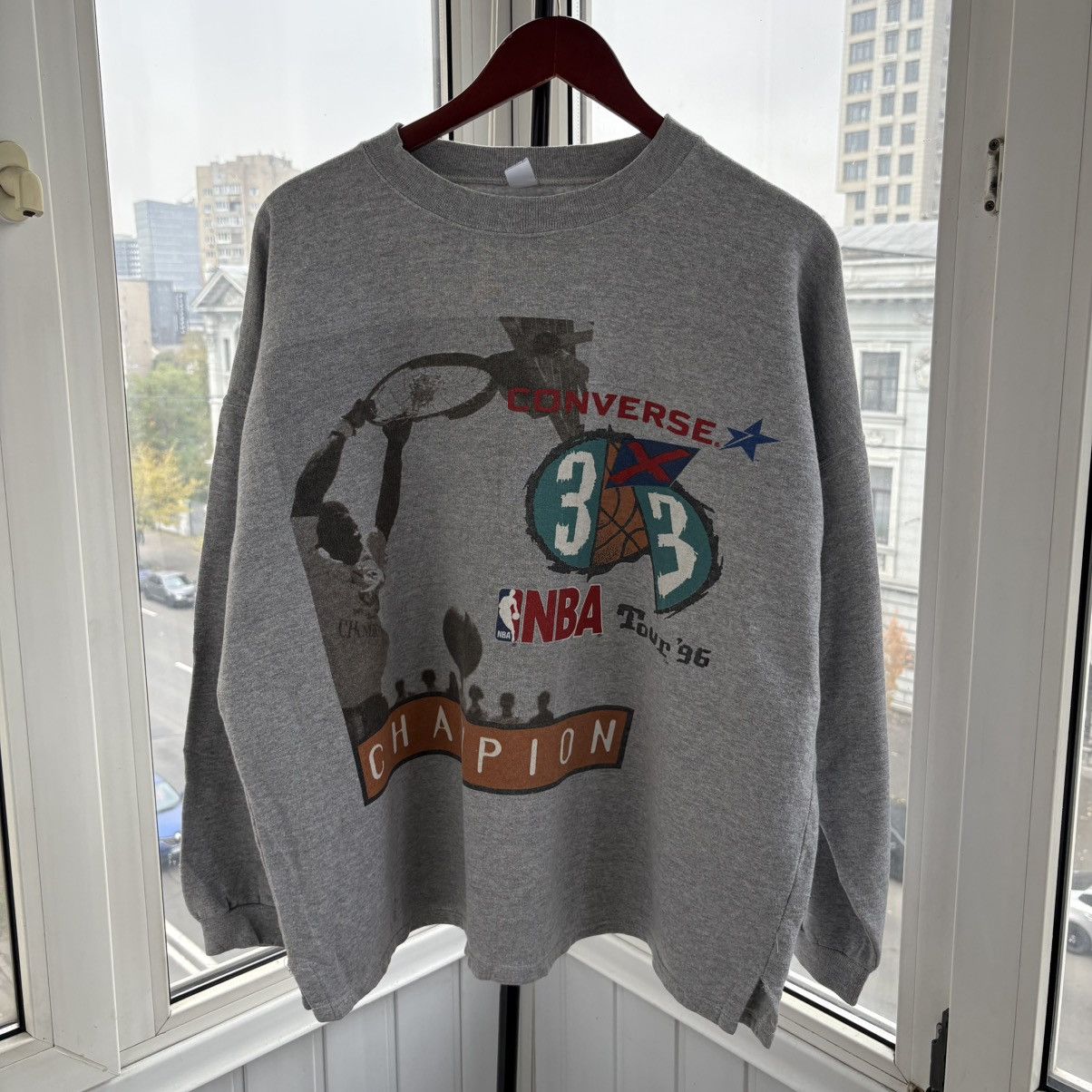 NBA 1996 NBA Converse Sweatshirt Vintage Baggy Rap Style Size US XL / EU 56 / 4 - 1 Thumbnail