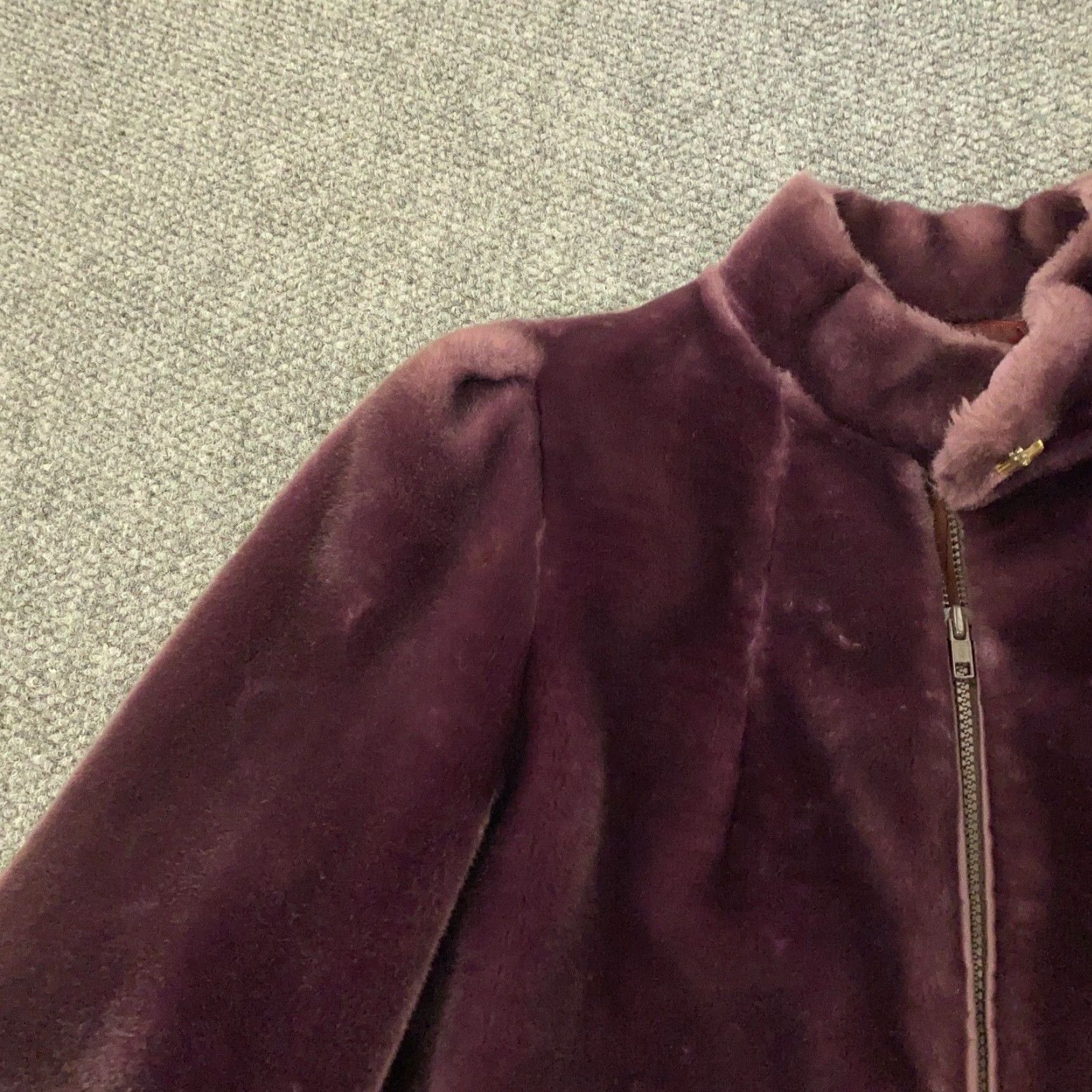 Jordache VINTAGE Jordache Jacket Women Faux Fur Coat Purple Mid-Length 10 US Made 80s Retro Size L / US 10 / IT 46 - 5 Thumbnail
