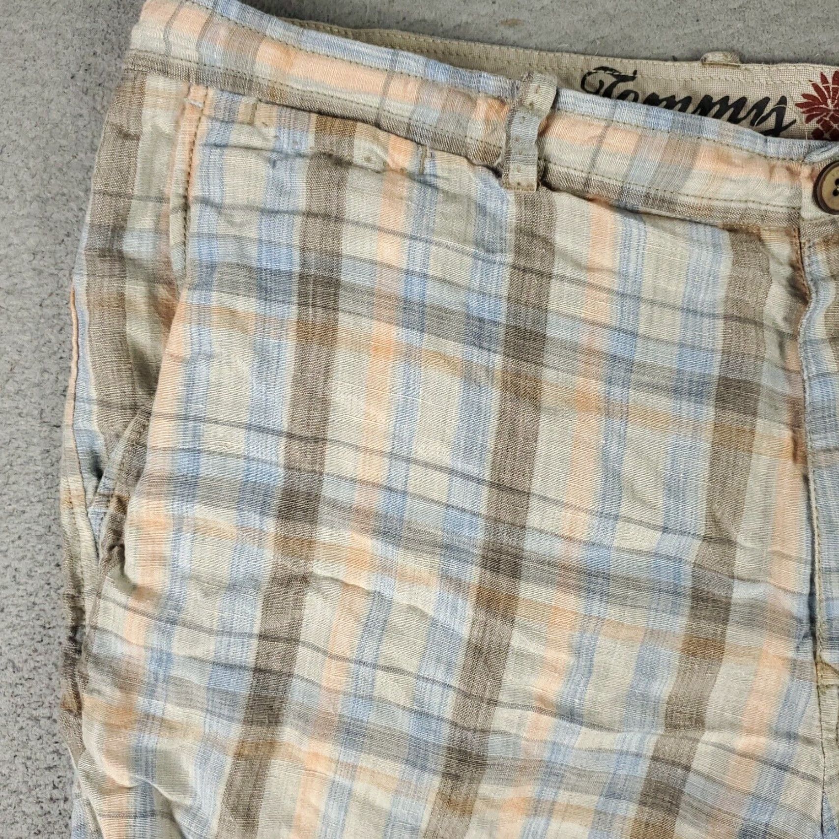 Tommy Bahama VINTAGE Tommy Bahama Men's Shorts Size 38 Linen Plaid Flat Front Casual Chino Blue Size US 38 / EU 54 - 2 Thumbnail