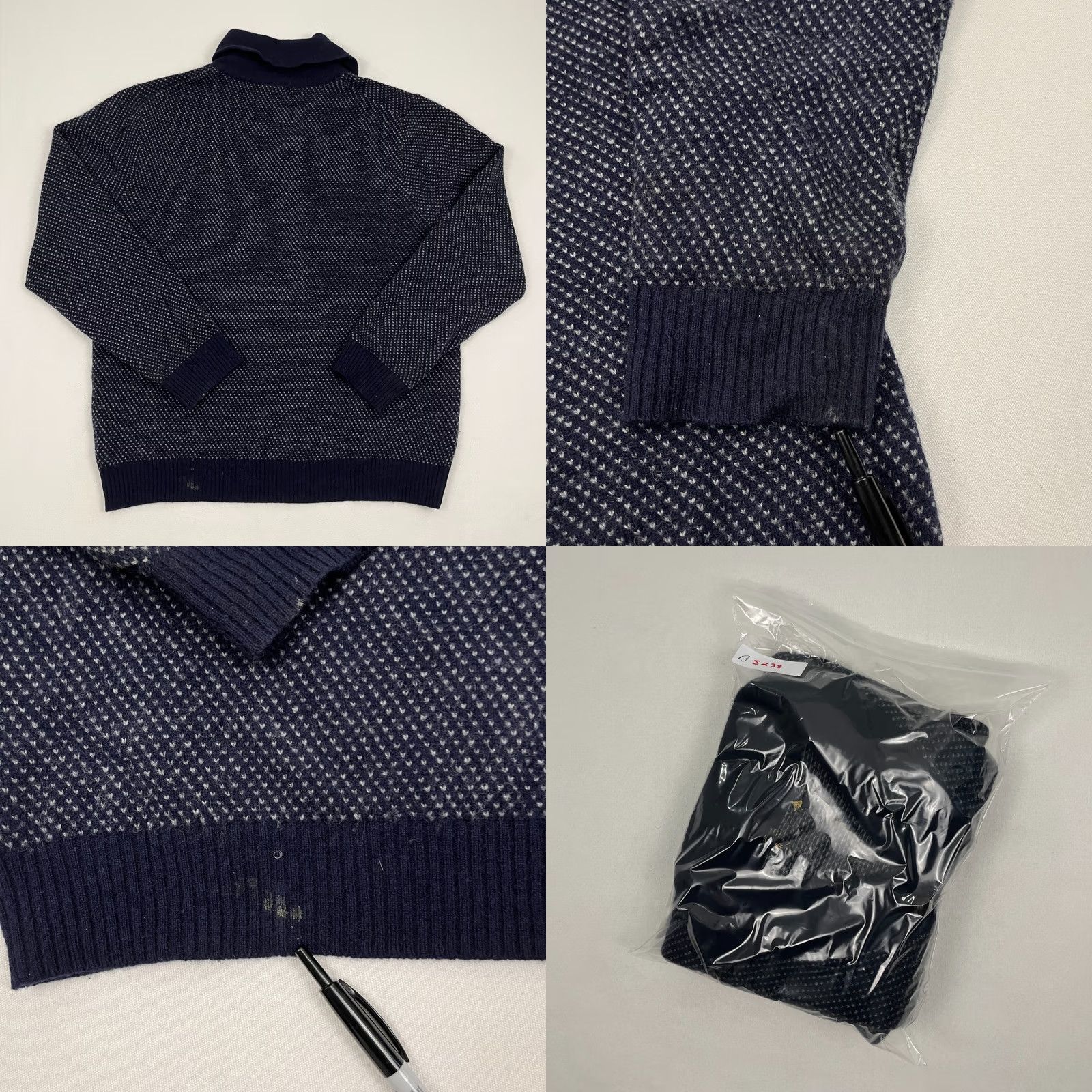 Brooks Brothers Brooks Brothers Lambs Wool Sweater Mens 2XL Blue Birds Eye Shawl Collar Preppy Pullover Knit Regular Front Pockets Size US XXL / EU 58 / 5 - 8 Thumbnail