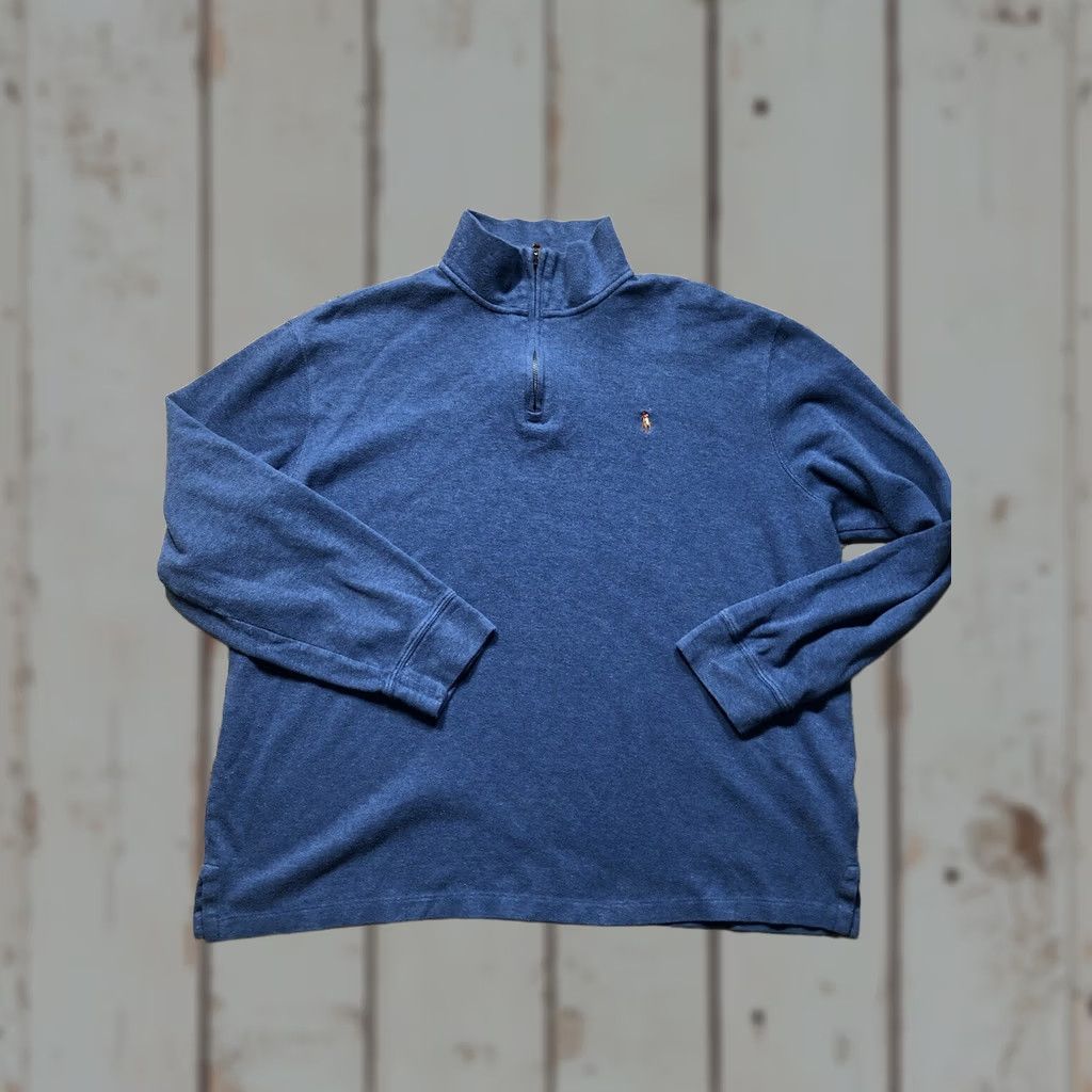 Polo Ralph Lauren Ralph Lauren Polo Estate Rib Sweater Mens XL Blue 1/4 Zip Logo Pony Golf Pullover Size US XL / EU 56 / 4 - 1 Thumbnail