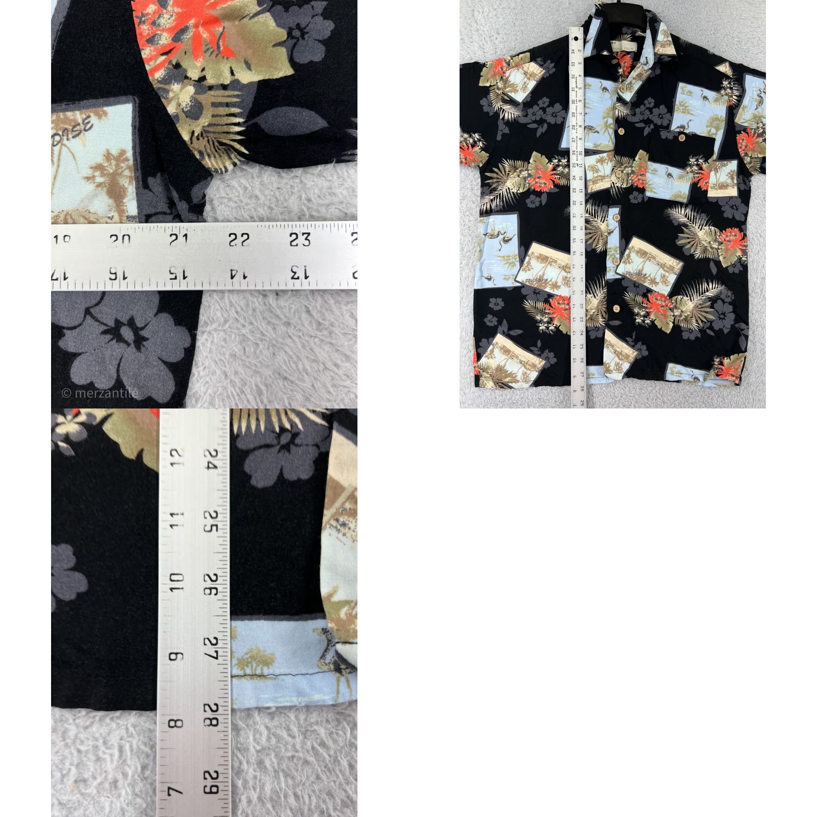Vintage Natural Issue Shirt Mens Medium Black Floral Hawaiian Rayon Button Up Size US M / EU 48-50 / 2 - 9 Thumbnail