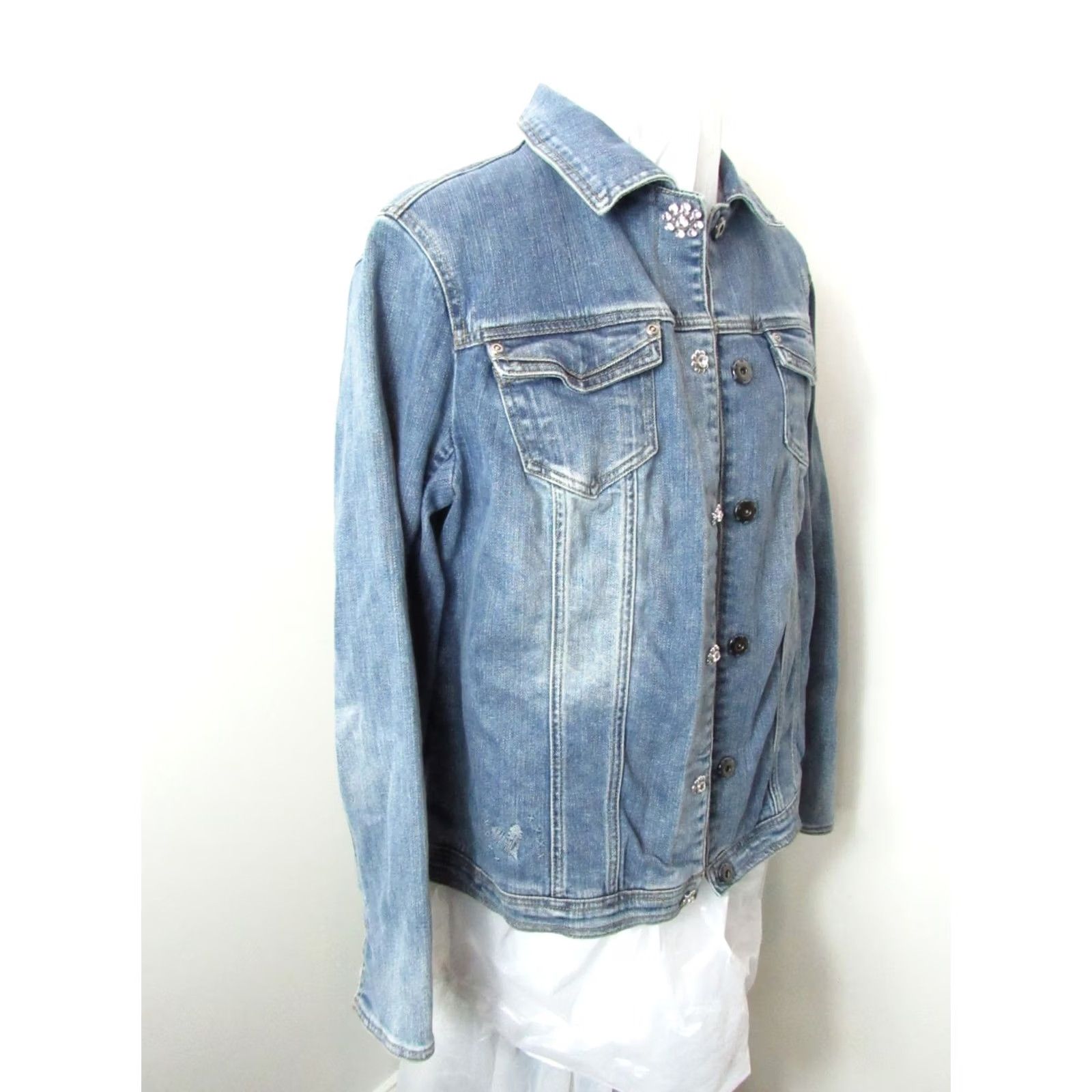 Brighton Brighton Denim Jacket Womens XL Rhinestone Button Long Sleeve Collared Y2K Blue Jacket Size XL / US 12-14 / IT 48-50 - 5 Thumbnail