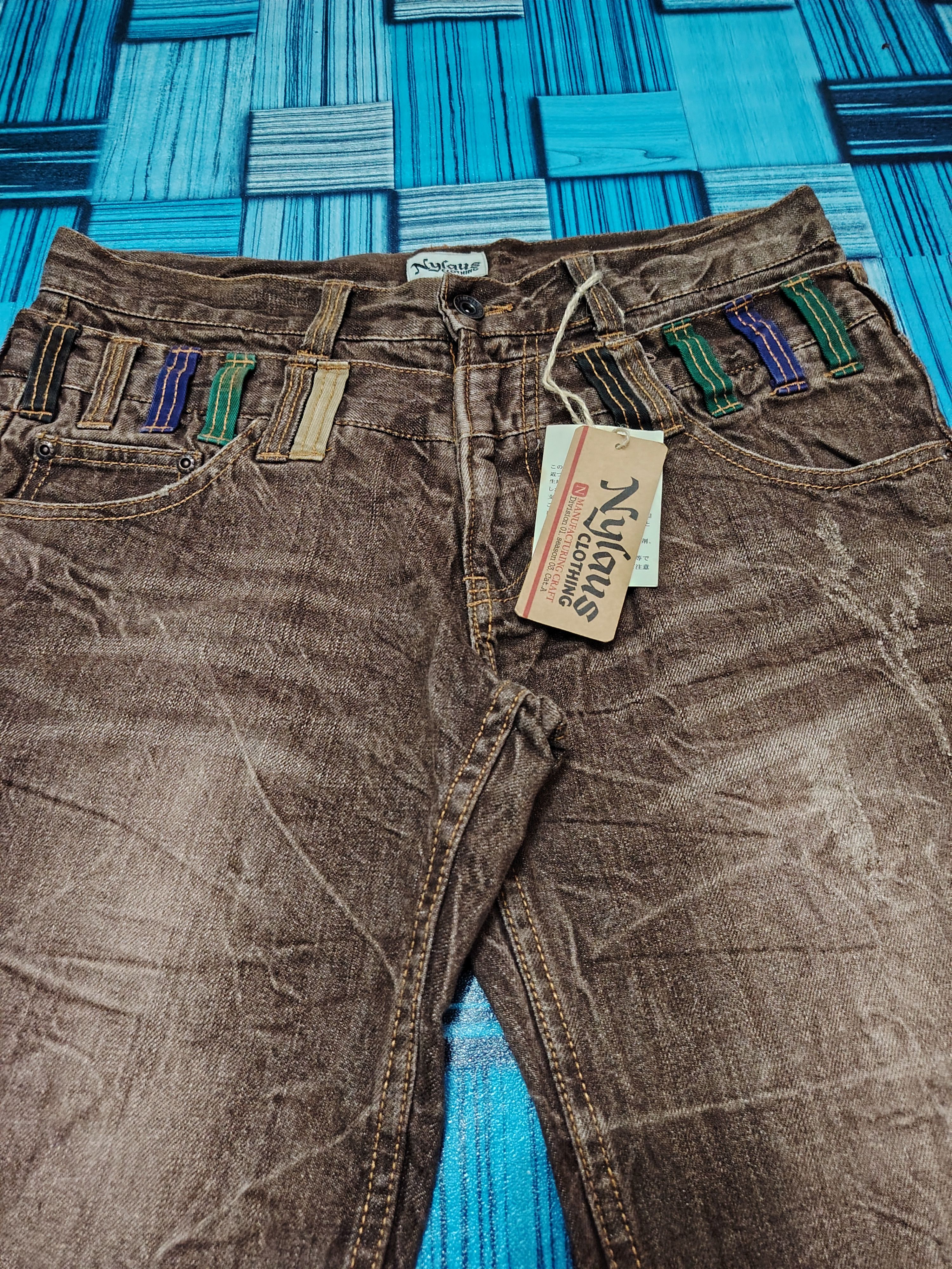 Who Decides War Rare Japanese Brown Nylaus Double waist Flared Jeans Size US 32 / EU 48 - 2 Thumbnail