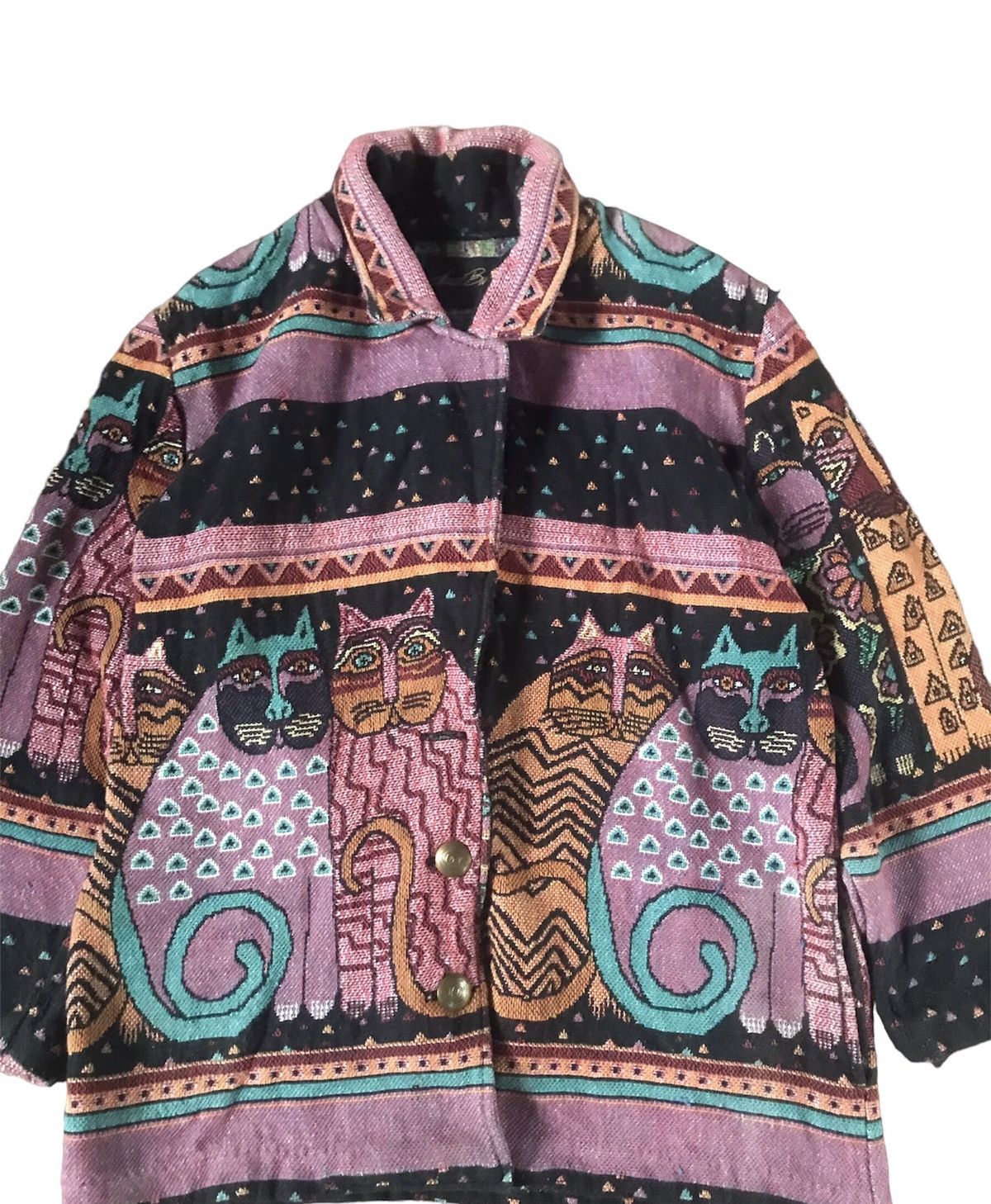 Art Comes First VTG 90’s Cat Embroidered Novelty Western Boho Blazer Jacket Size US M / EU 48-50 / 2 - 5 Thumbnail