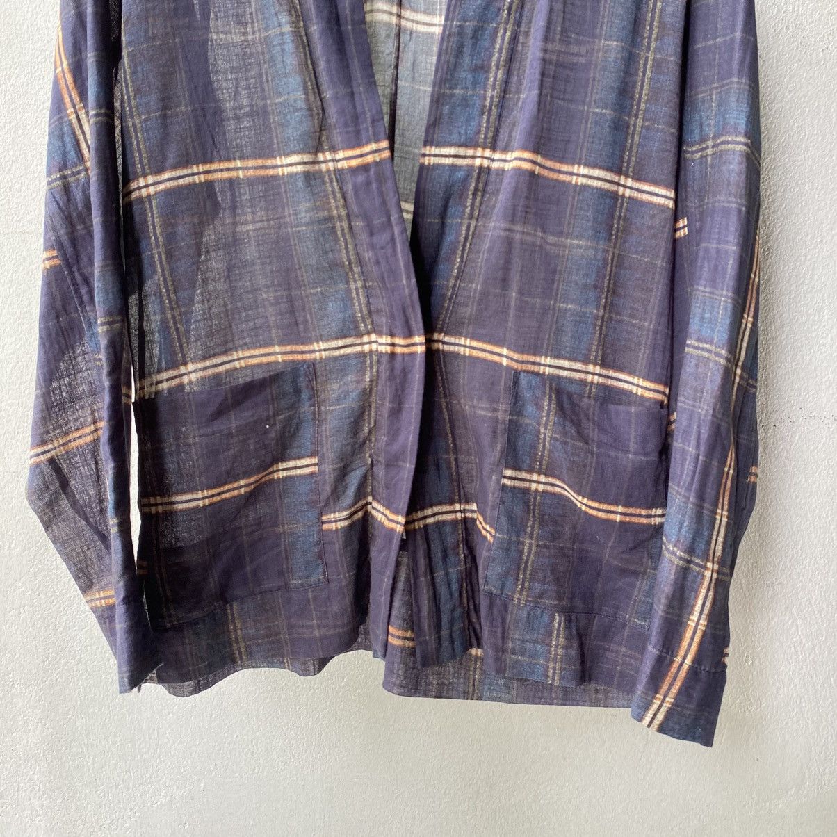 Isabel Marant Etoile ISABEL MARANT ETOILE Navy Plaid Open-Front Shirt Size XXS / US 00 / IT 34 - 3 Thumbnail
