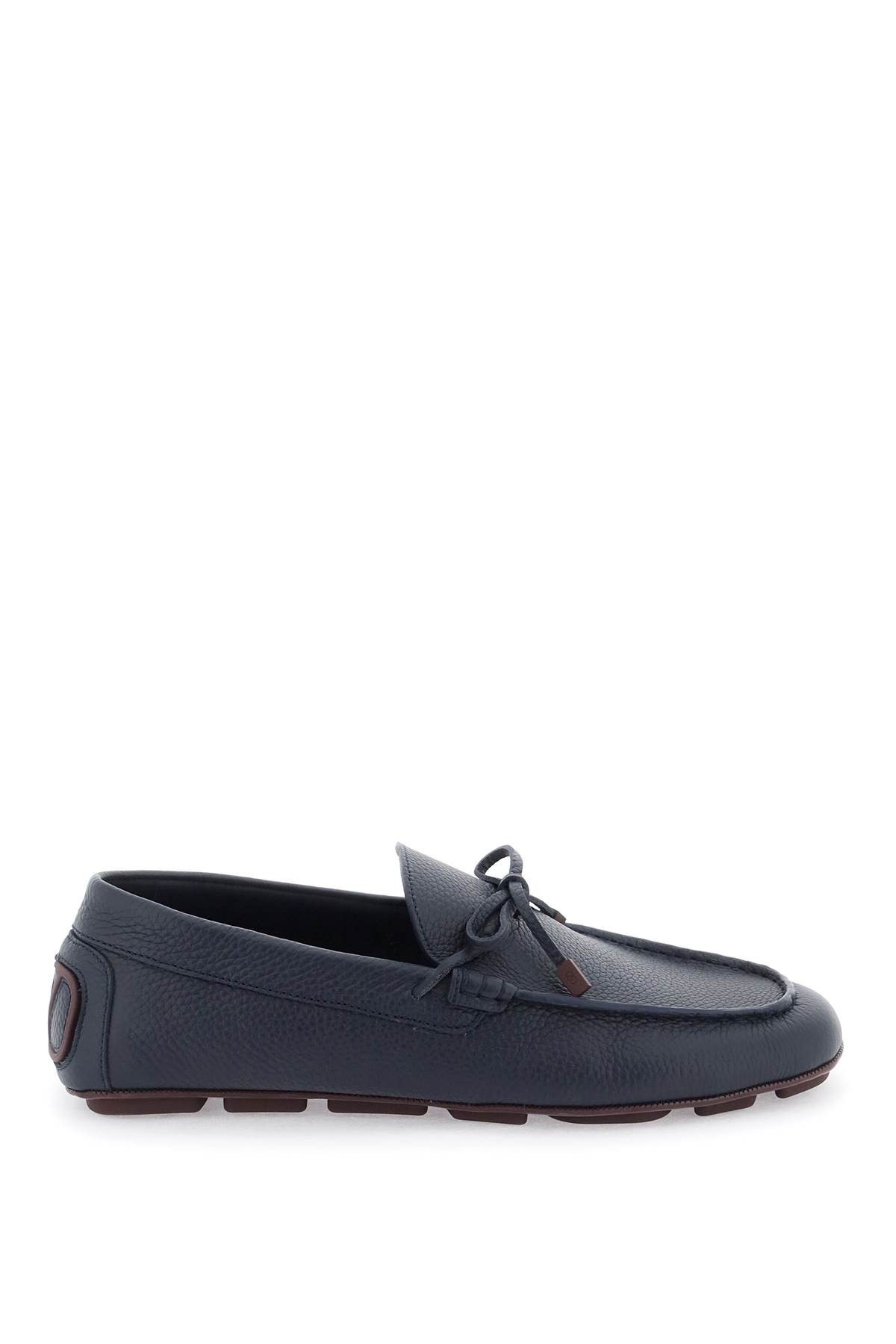 image of Valentino Garavani Leather Loafers With Bow in Marine Rubin, Men's (Size 7)