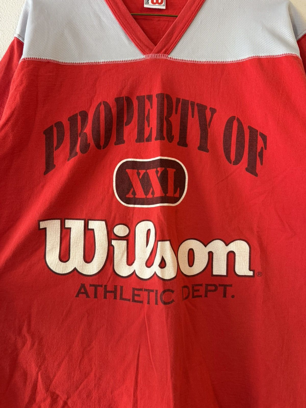 Wilson vtg 90s red property of wilson athletic co jersey shirt xl Size US XL / EU 56 / 4 - 3 Thumbnail