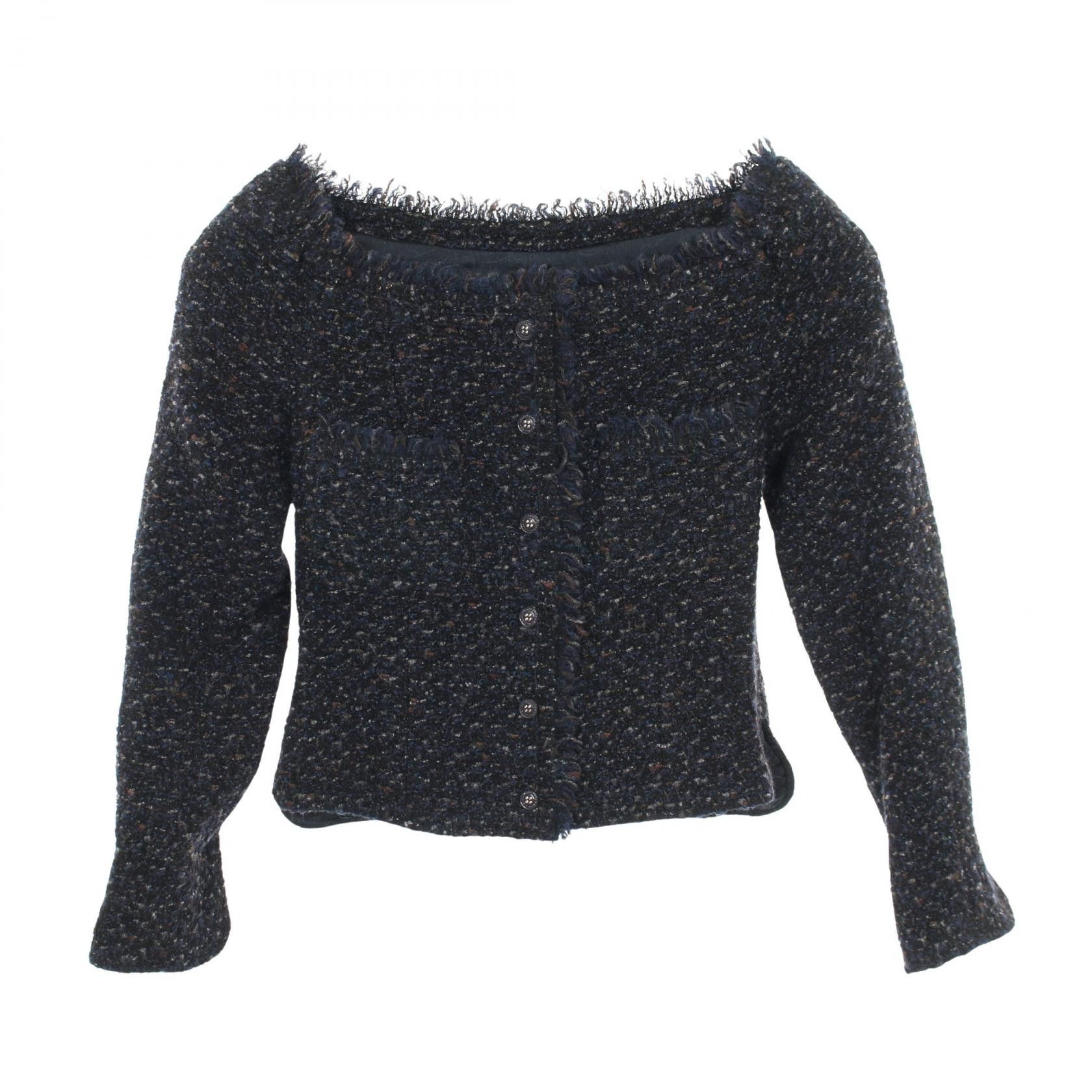 Chanel Chanel Chanel Tweed Collarless Jacket Outerwear Textile Outerwear P19972V11631 DUTY FREE for USA Size ONE SIZE - 1 Thumbnail