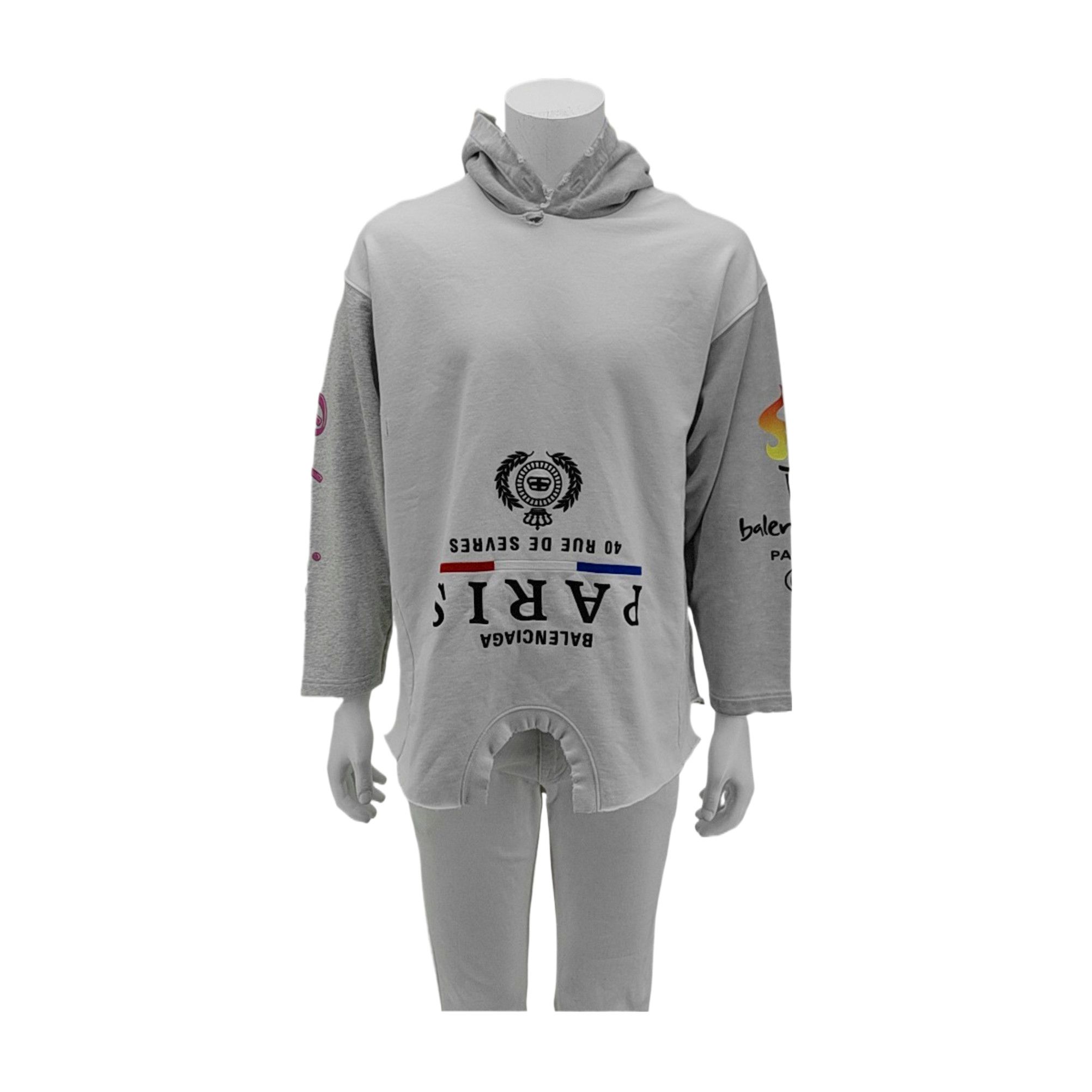 Balenciaga AW17 Balenciaga Paris Tourist Souvenir Hoodie Grey
