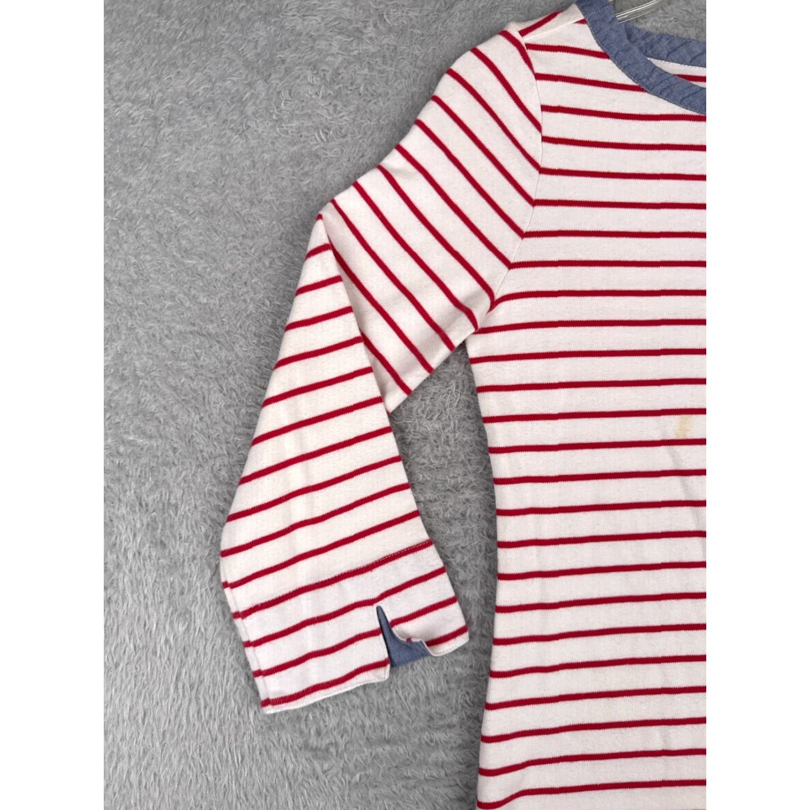 Nautica VINTAGE Nautica Shirt Women S Red Striped 3/4 Sleeve Round Neck 100% Cotton Size S / US 4 / IT 40 - 3 Thumbnail