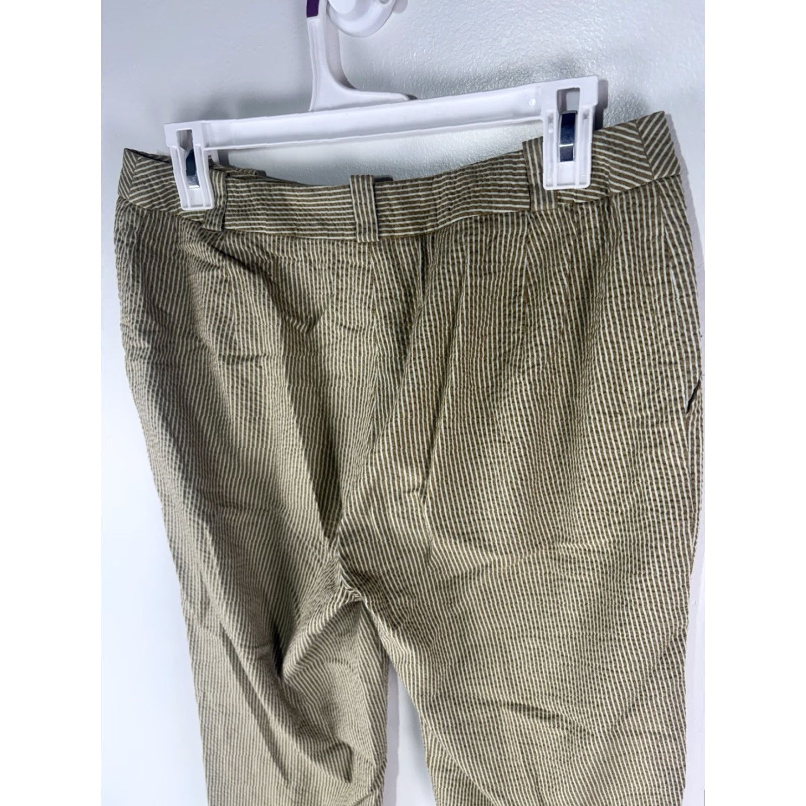 Vintage Harve Benard Women’s Seersucker Dress Pants Size 8 White/Gold City Preppy Fall Winter Straight Fit Size 30" / US 8 / IT 44 - 5 Thumbnail