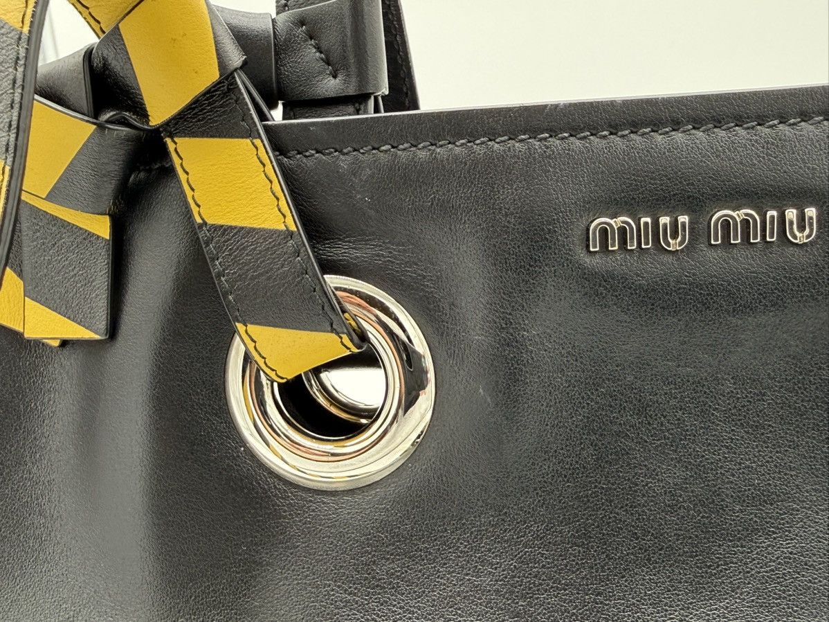 Miu Miu Miu Miu Leather Tote Bag – Black with Silver Hardware Size ONE SIZE - 13 Thumbnail