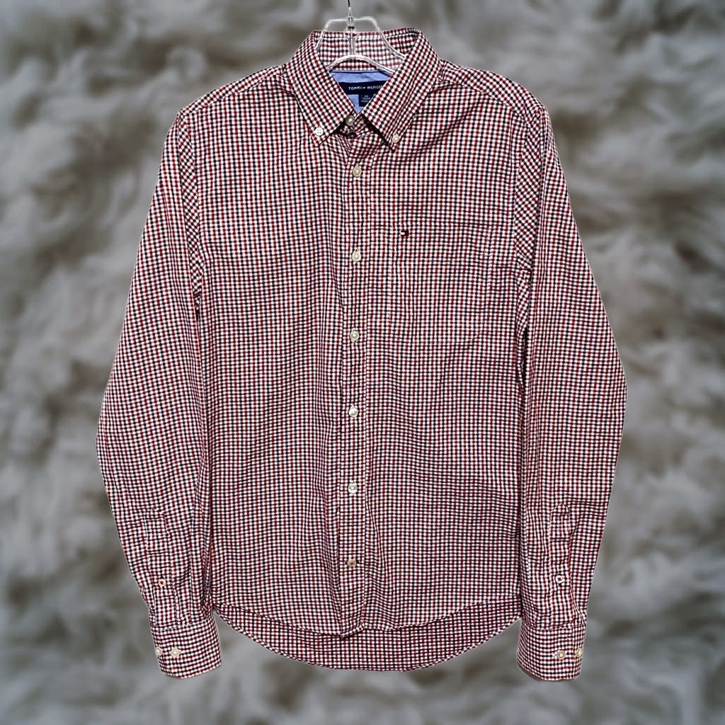 Tommy Hilfiger Tommy Hilfiger Button Shirt Mens XS Red White Blue Check Preppy Classic Workwear Shirts Button-Up Shirt Size US XS / EU 42 / 0 - 1 Thumbnail