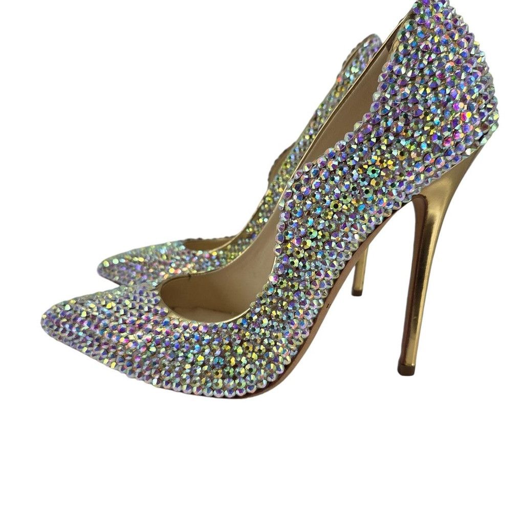 Brian Atwood Custom Rhinestone Gold Heels | Brian Atwood | Size 37 1/2 Size US 7.5 / IT 37.5 - 2 Thumbnail