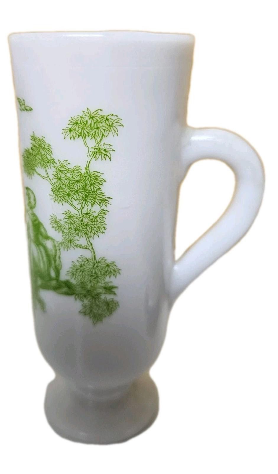 Other Vintage Milk Glass with Green Toile Design Footed Cup Avon Size ONE SIZE - 3 Thumbnail