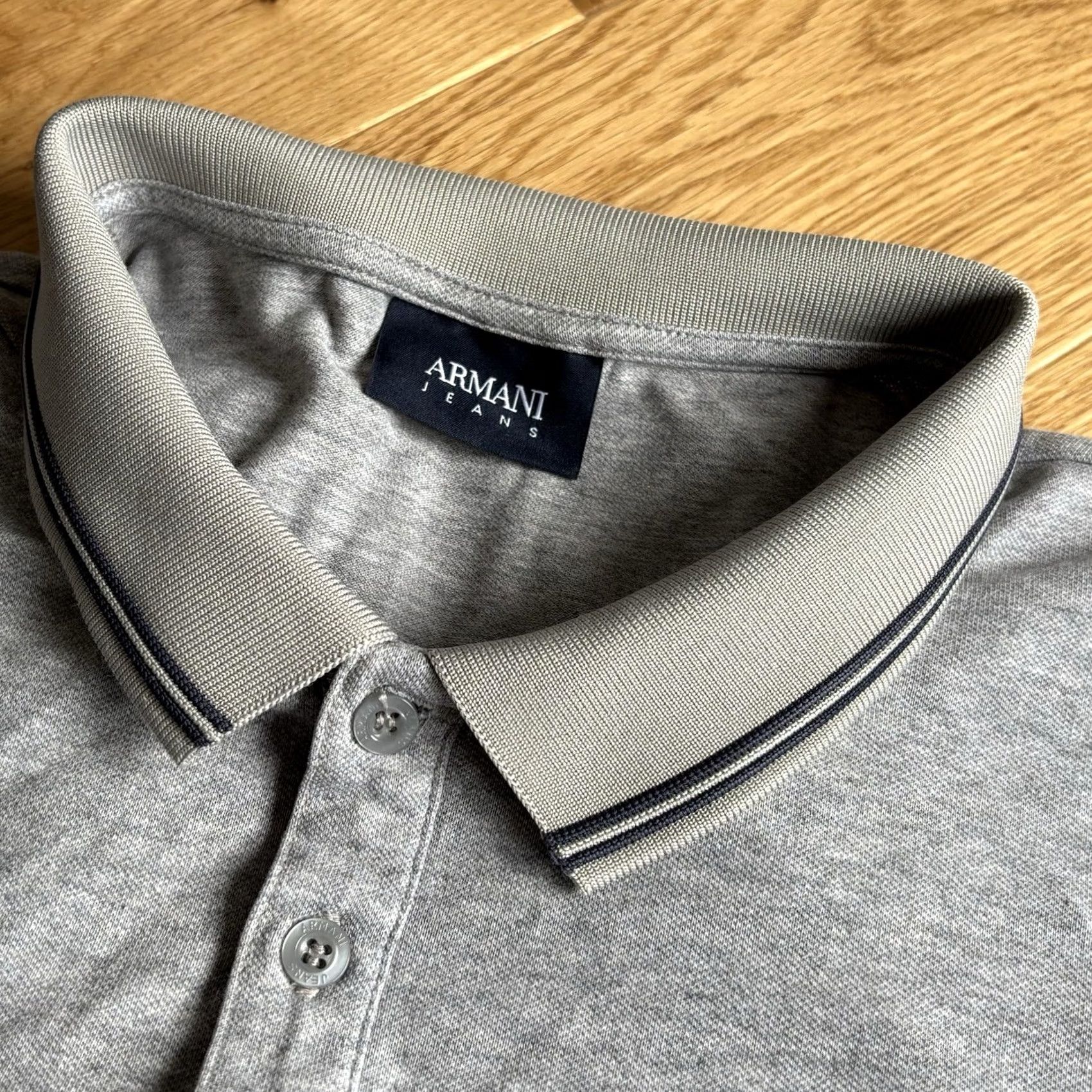 Vintage Armani Jeans Polo Shirt XL Mens Grey Stretch Material Fitted Top Short Sleeve Collared Size US XL / EU 56 / 4 - 4 Thumbnail