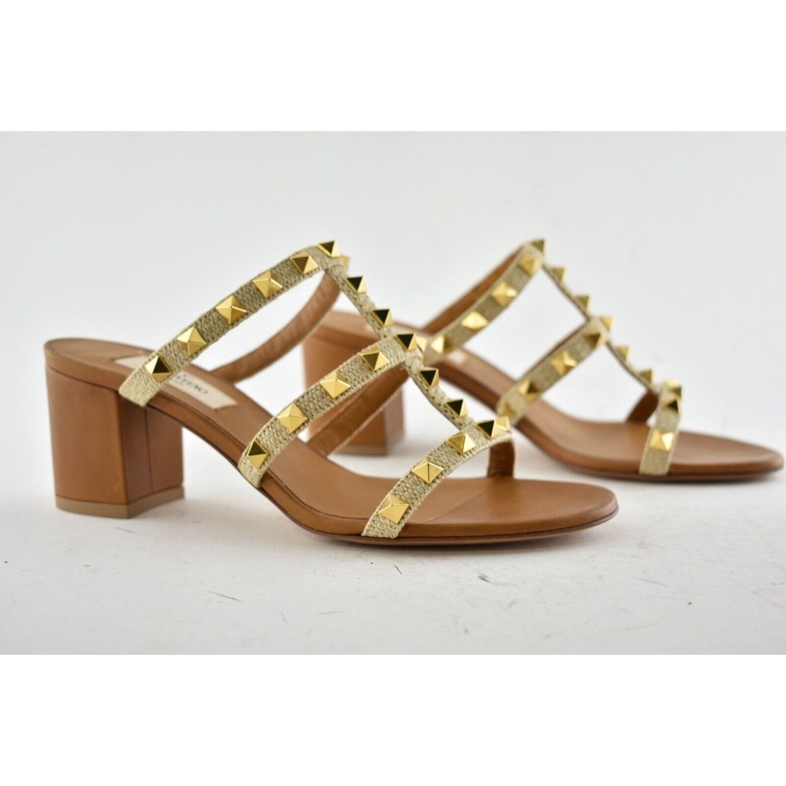 Valentino Valentino Rockstud City Slide 60mm Brown Mule Caged Size US 6 / IT 36 - 4 Thumbnail