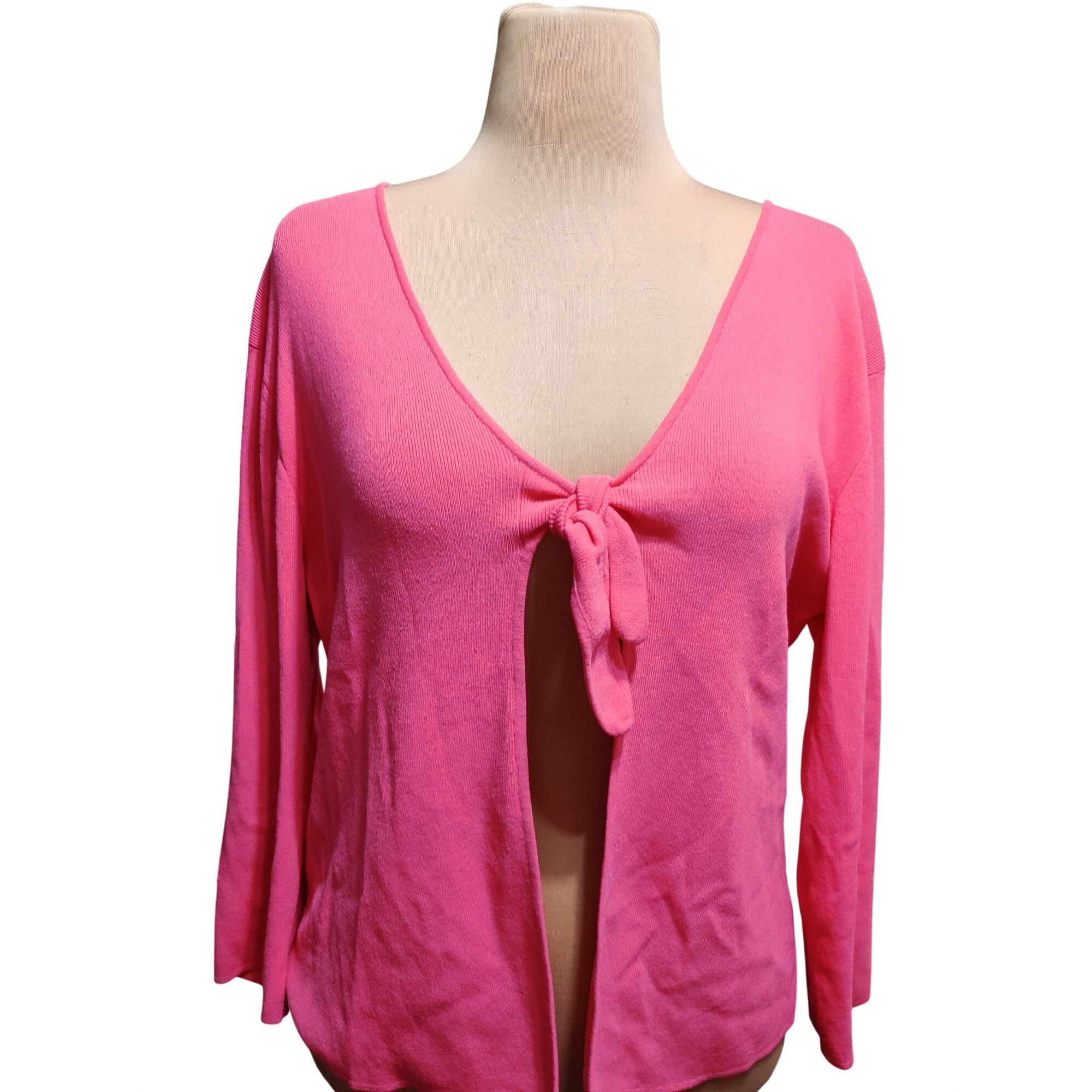Other Womens XL Pink Tie Front Cardigan Lightweight Knit Y2K Top C Size XL / US 12-14 / IT 48-50 - 10 Thumbnail