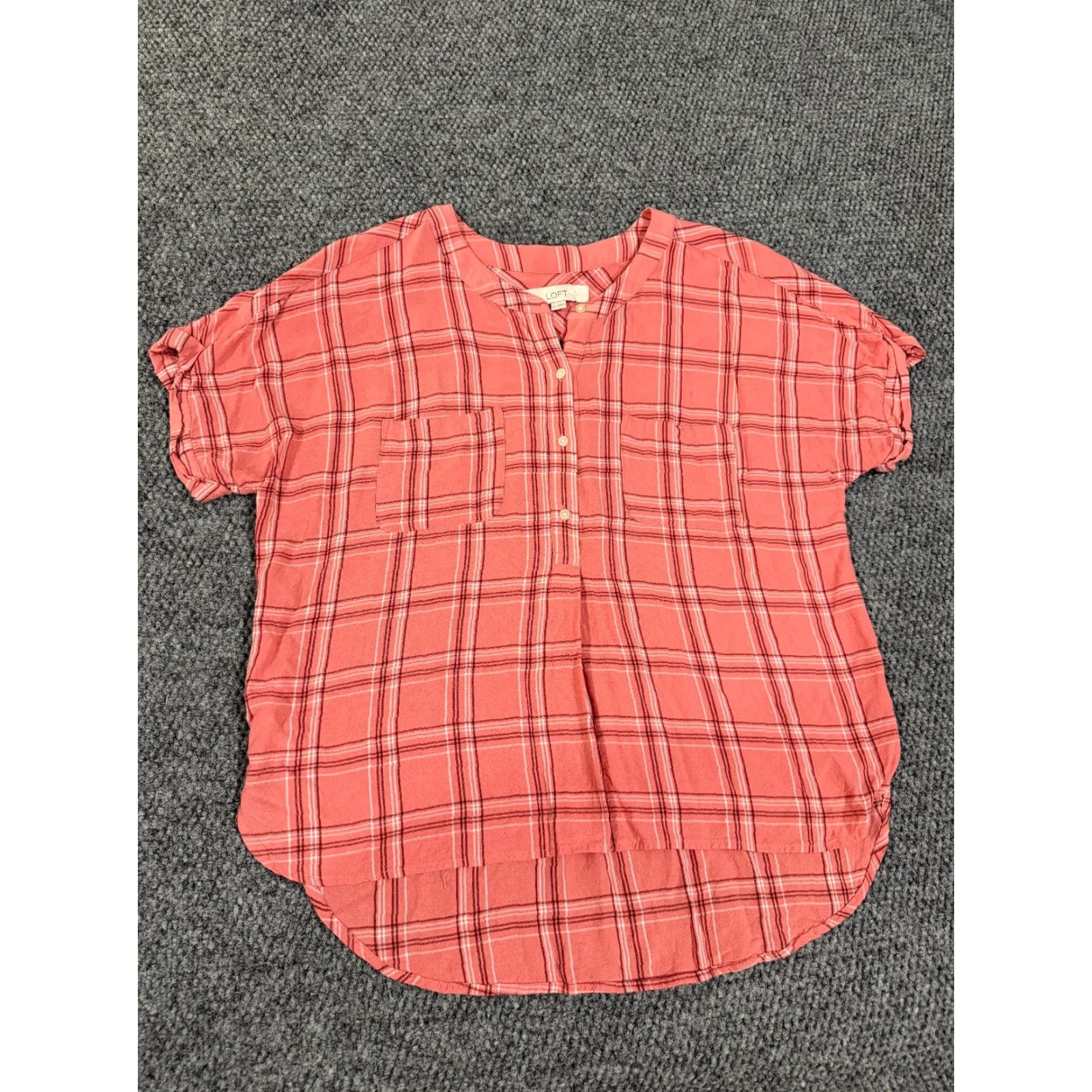 Loft **LOFT Women's Medium Pink Plaid Button Up Blouse** User: **Medium LOFT Women's Pink Plaid Button Up Blouse** Size M / US 6-8 / IT 42-44 - 2 Thumbnail