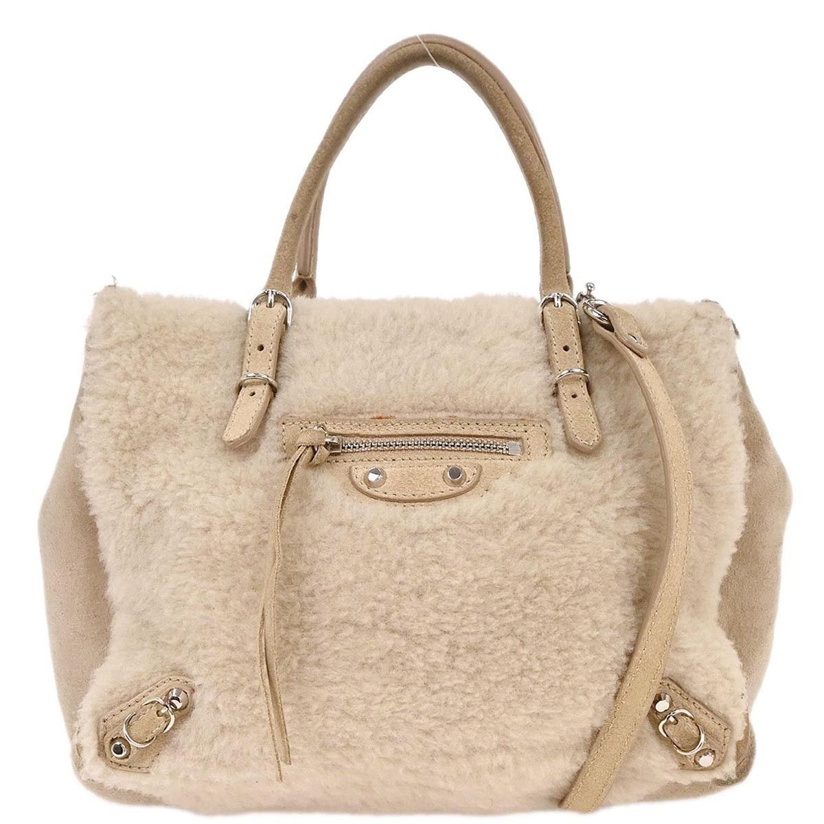 Balenciaga Balenciaga Papier B4 Zip Around Classic Studs Bag Shearling Size ONE SIZE - 1 Thumbnail
