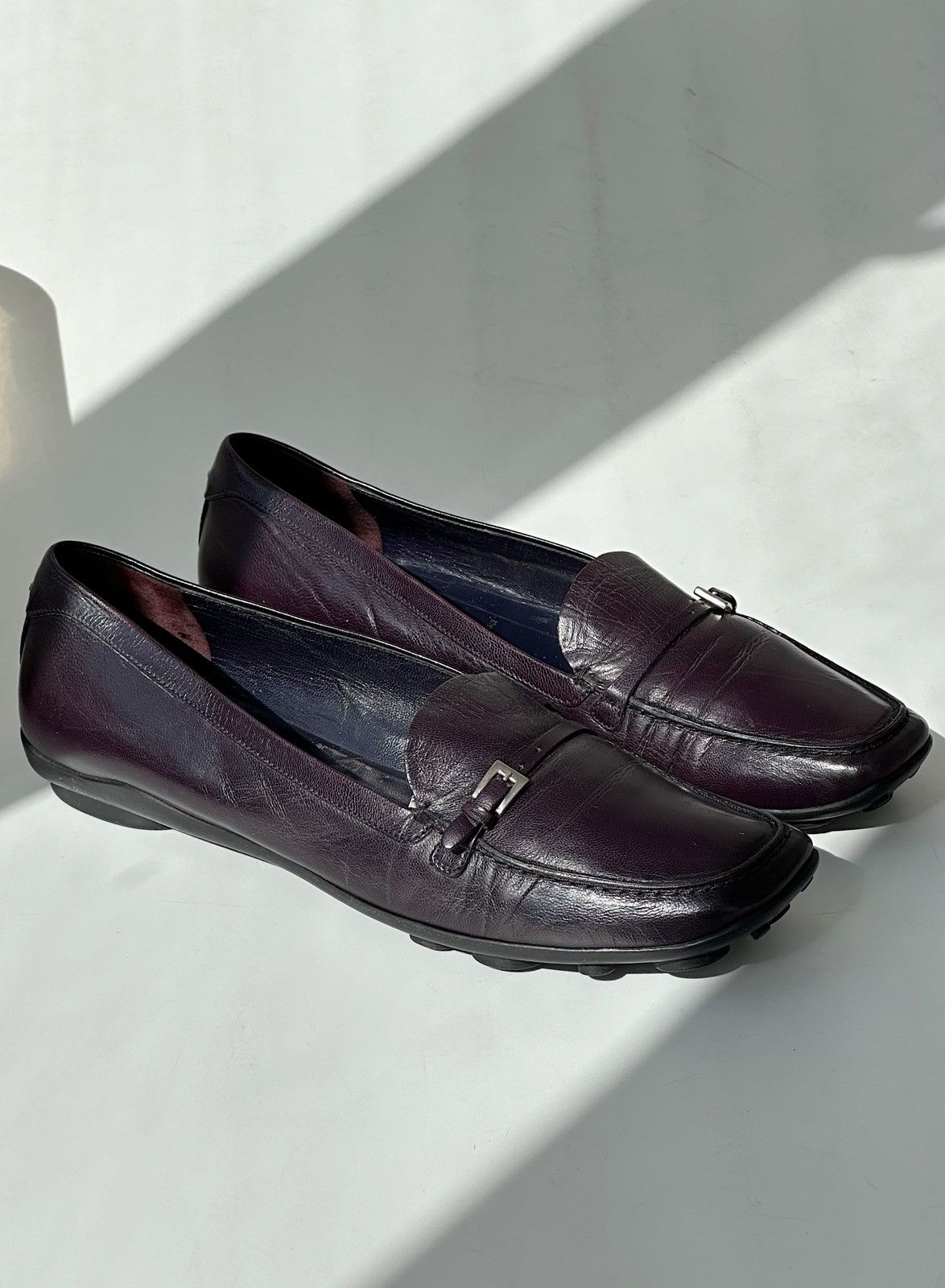 PRADA Bubble Sole Purple Leather Loafers 2000s Vintage shoes