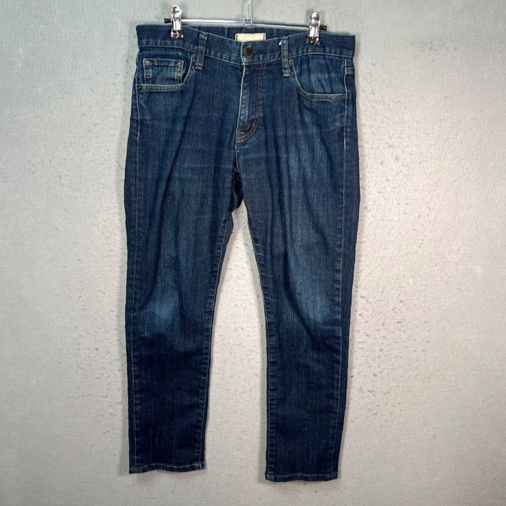 Uniqlo Uniqlo Mens Size 30 x 28 Dark Blue Slim Fit Stretch Denim Jeans Size US 30 / EU 46 - 4 Thumbnail
